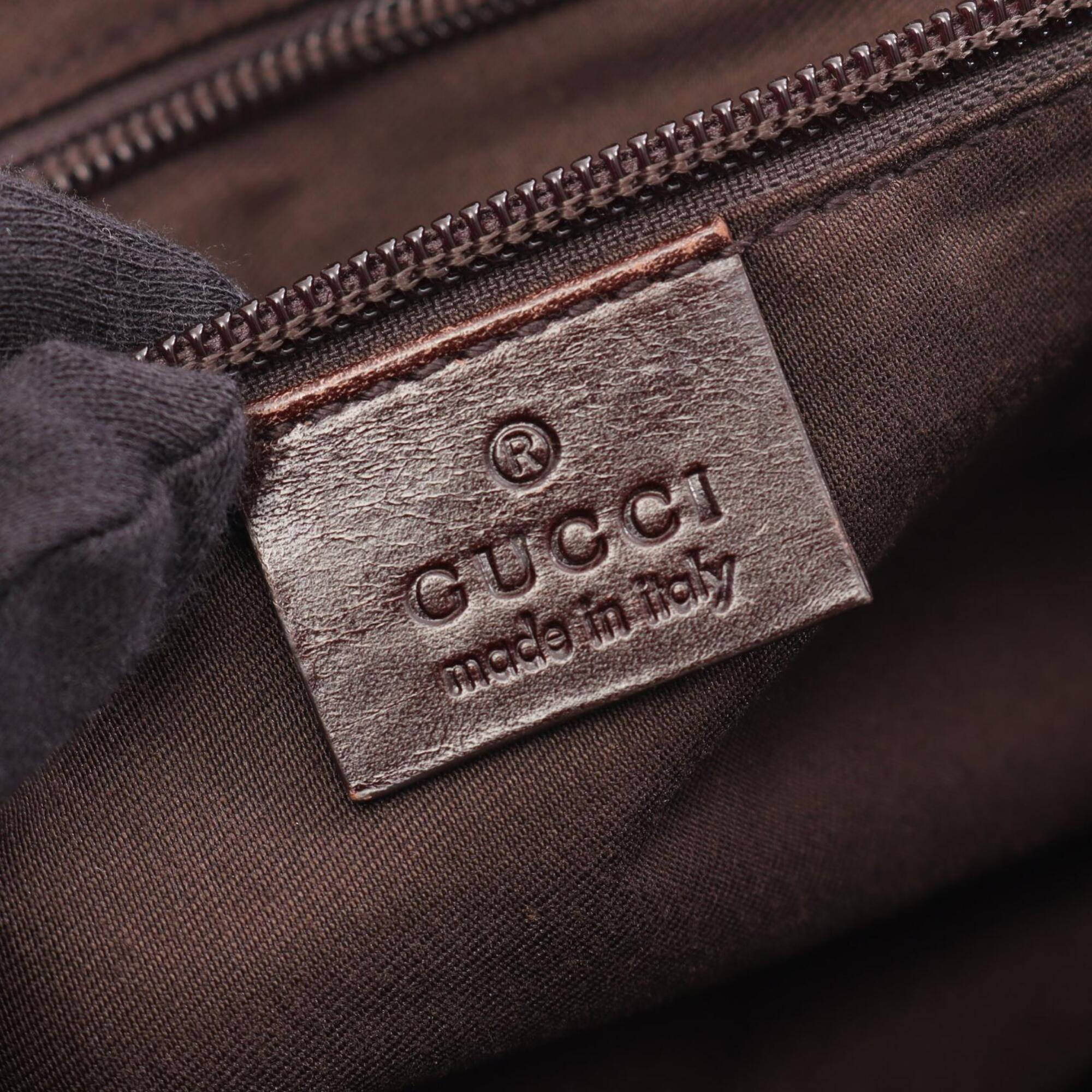 Gucci Beige Brown Canvas Leather Handbag Shoulder Bag (Pre-Owned)
