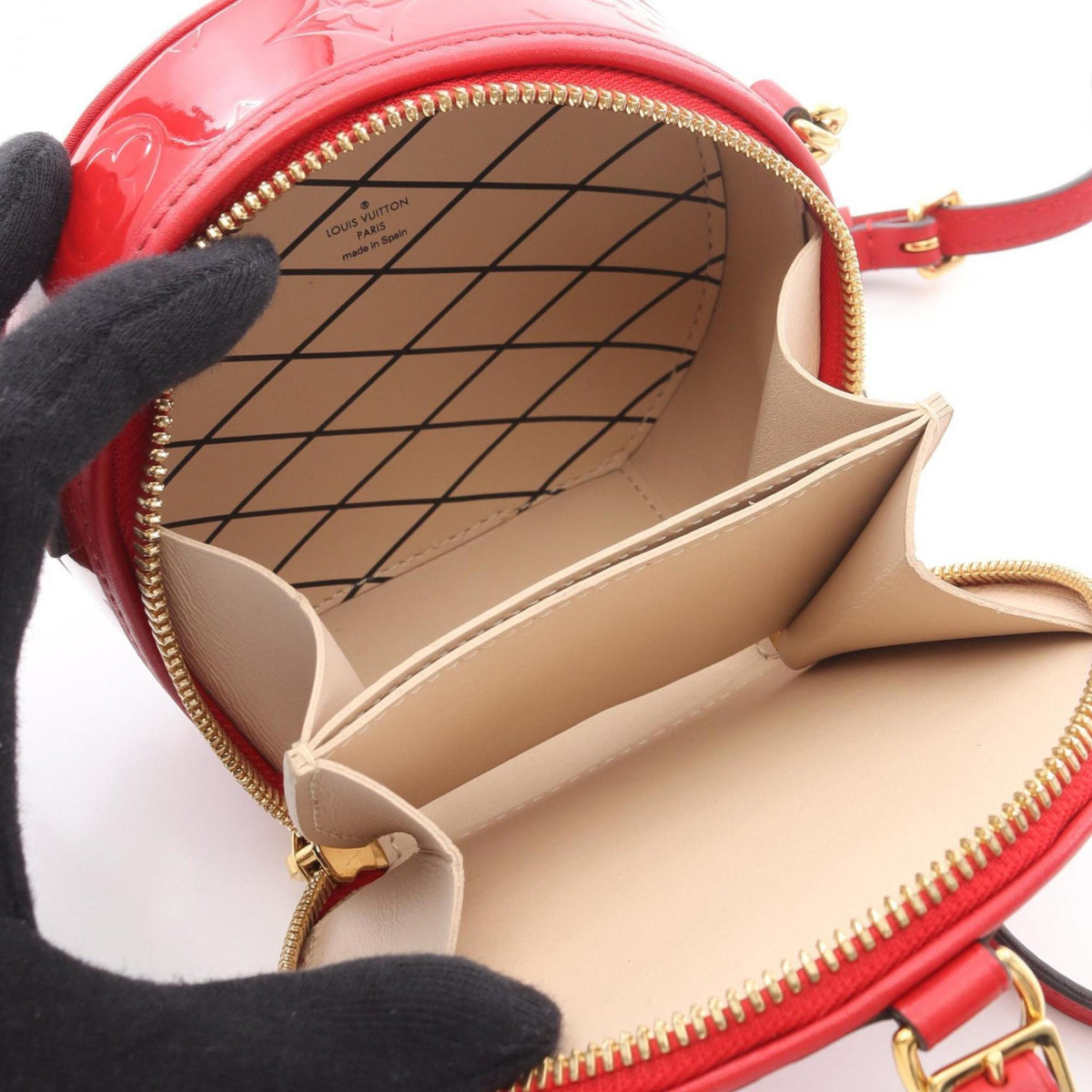 Louis Vuitton Red Color Rouge Vernis Leather Handbag Shoulder Bag (Pre-Owned)