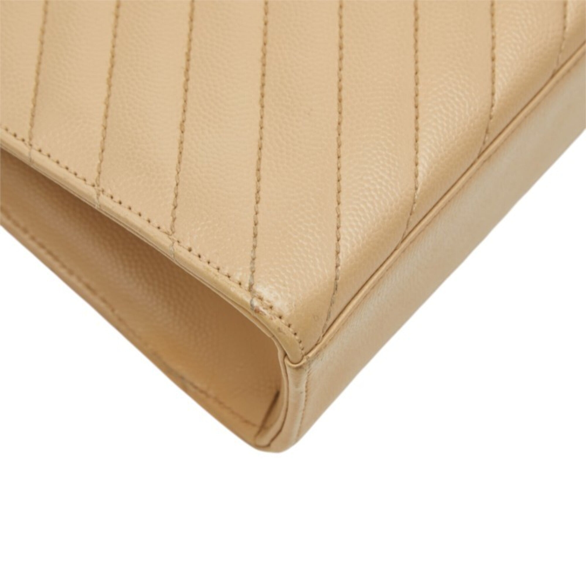 Saint Laurent Beige Gold Leather Shoulder Bag (Pre-Owned)