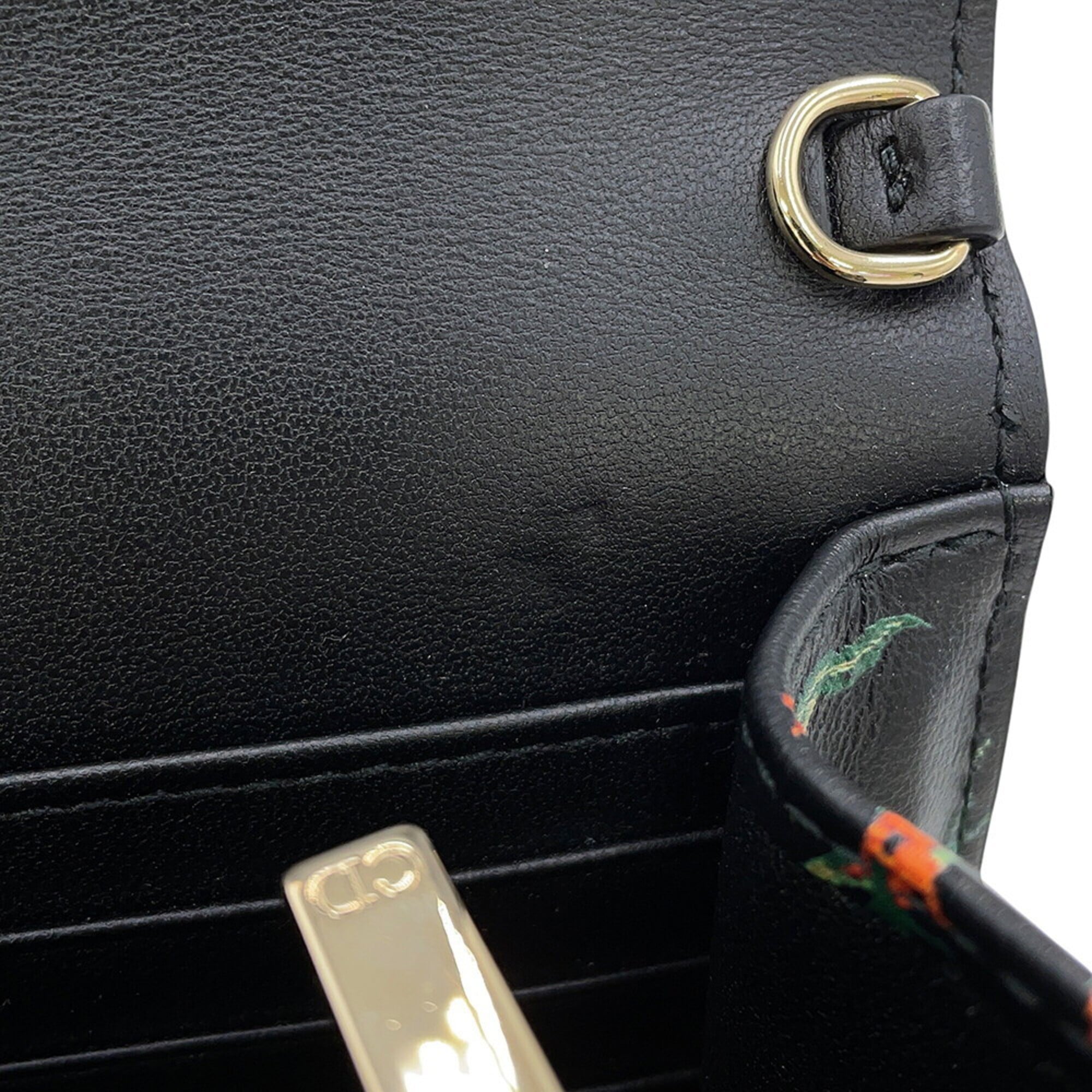Christian Dior Black Multi-Color Leather Chain/Shoulder Wallet (Pre-Owned)