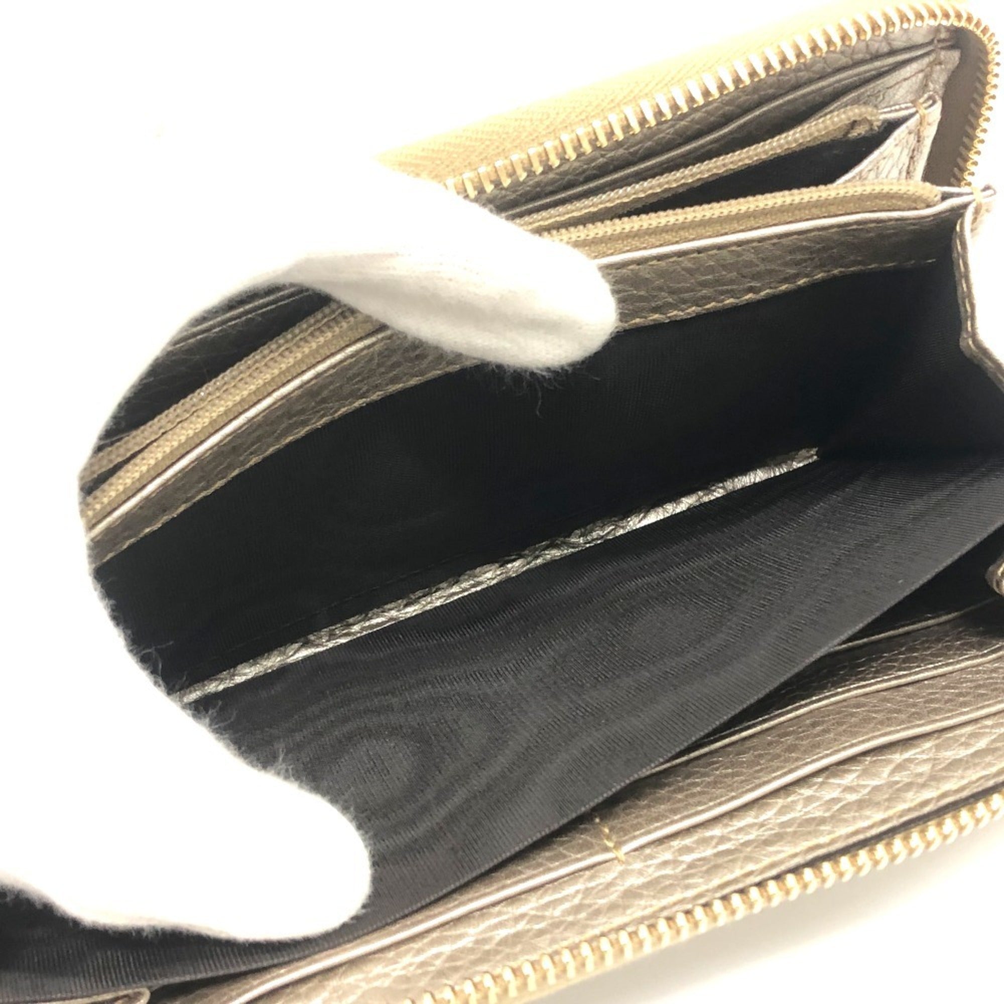 Gucci Champagne Gold Leather Long Wallet (Bi-Fold) (Pre-Owned)