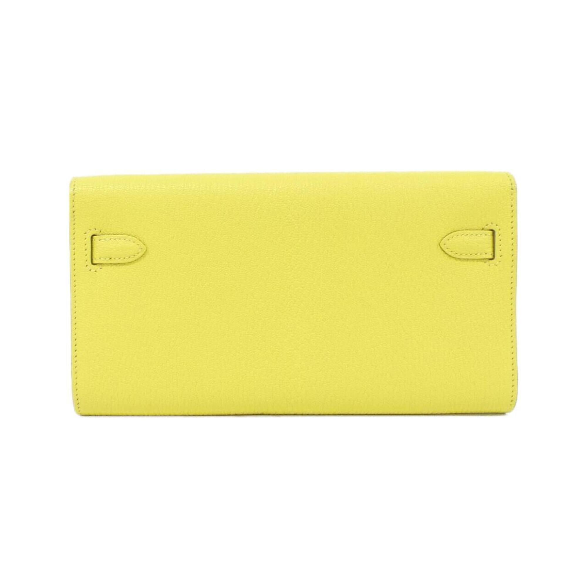 Hermes Kelly Lime Chevre Leather Chain/Shoulder Wallet (Pre-Owned)