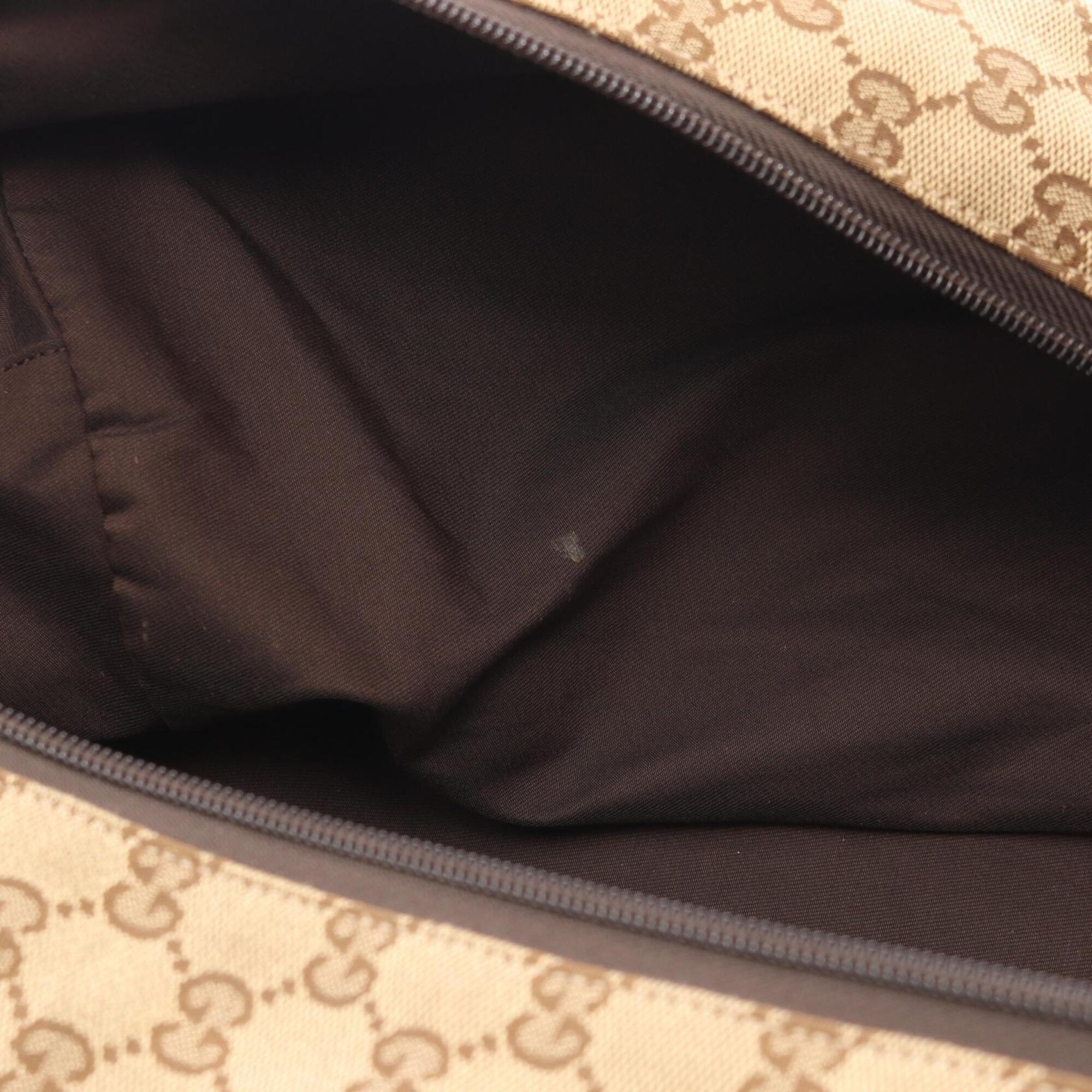 Gucci Beige Brown Gg Canvas Leather Boston Bag Handbag (Pre-Owned)