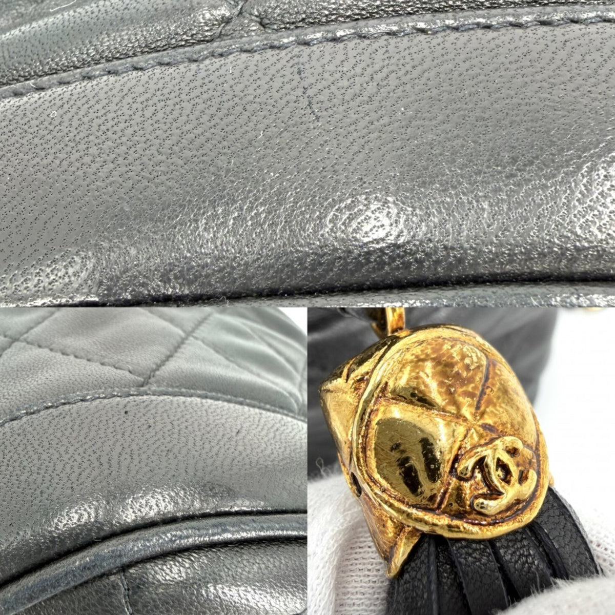 Chanel Black Leather Pochette Shoulder Bag (Pre-Owned)