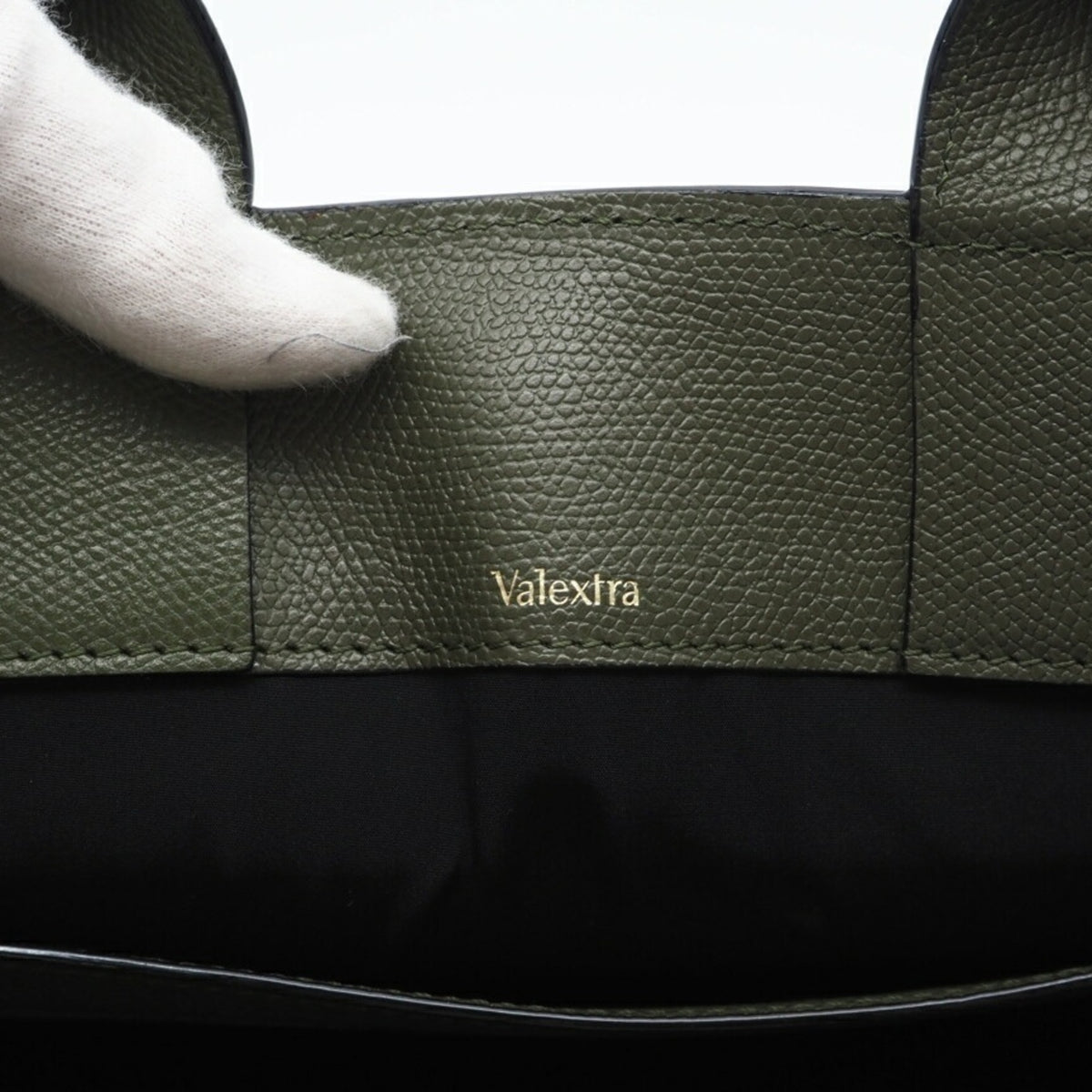 Valextra Khaki Leather Shoulder Bag (Pre-Owned)