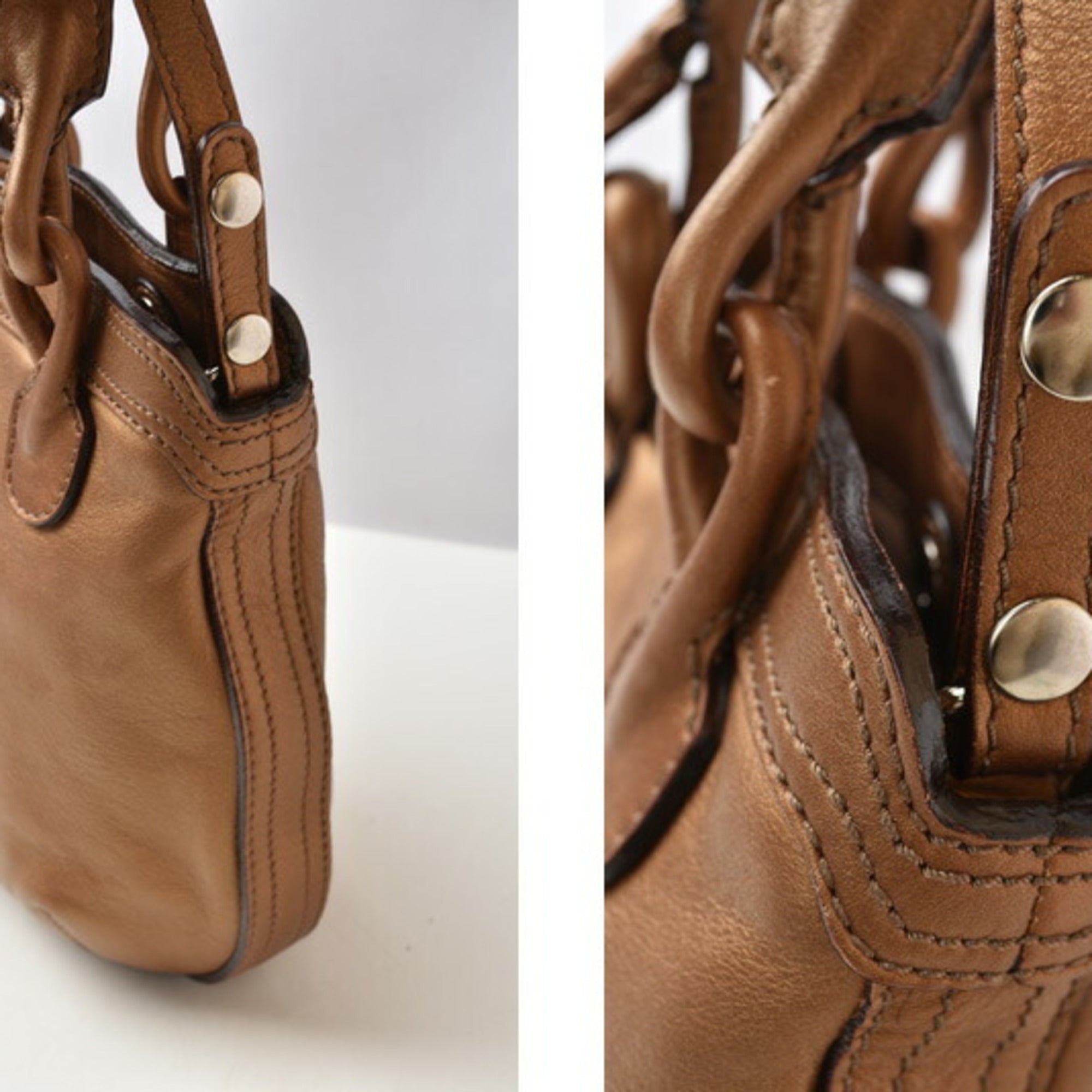 Loewe Bronze Leather Handbag Shoulder Bag (Pre-Owned)
