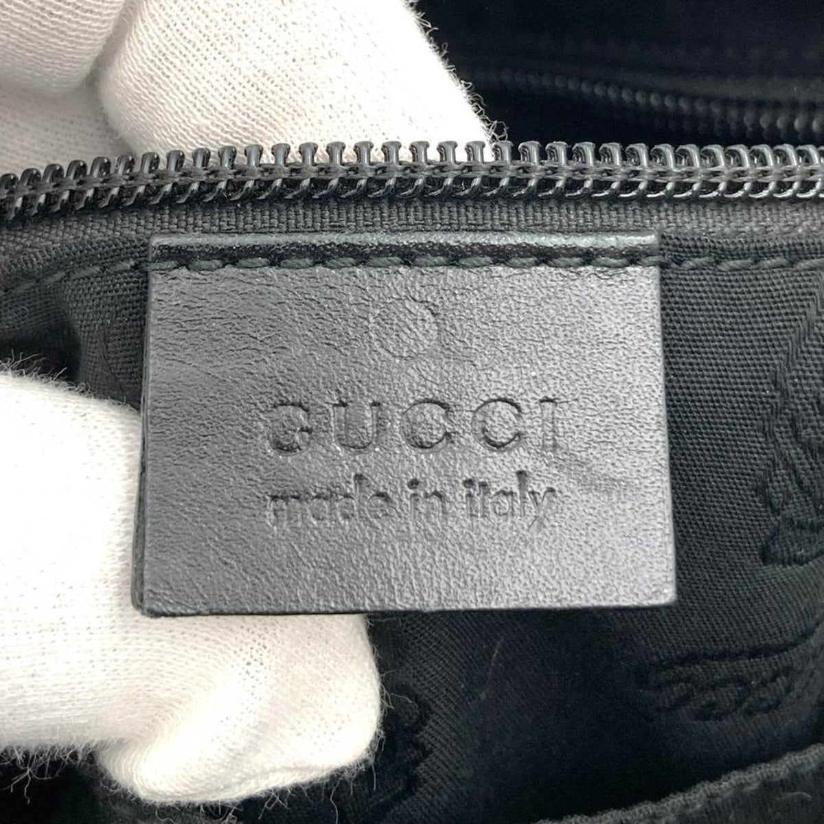 Gucci Gg Imprimé Black Canvas Leather Shoulder Bag (Pre-Owned)