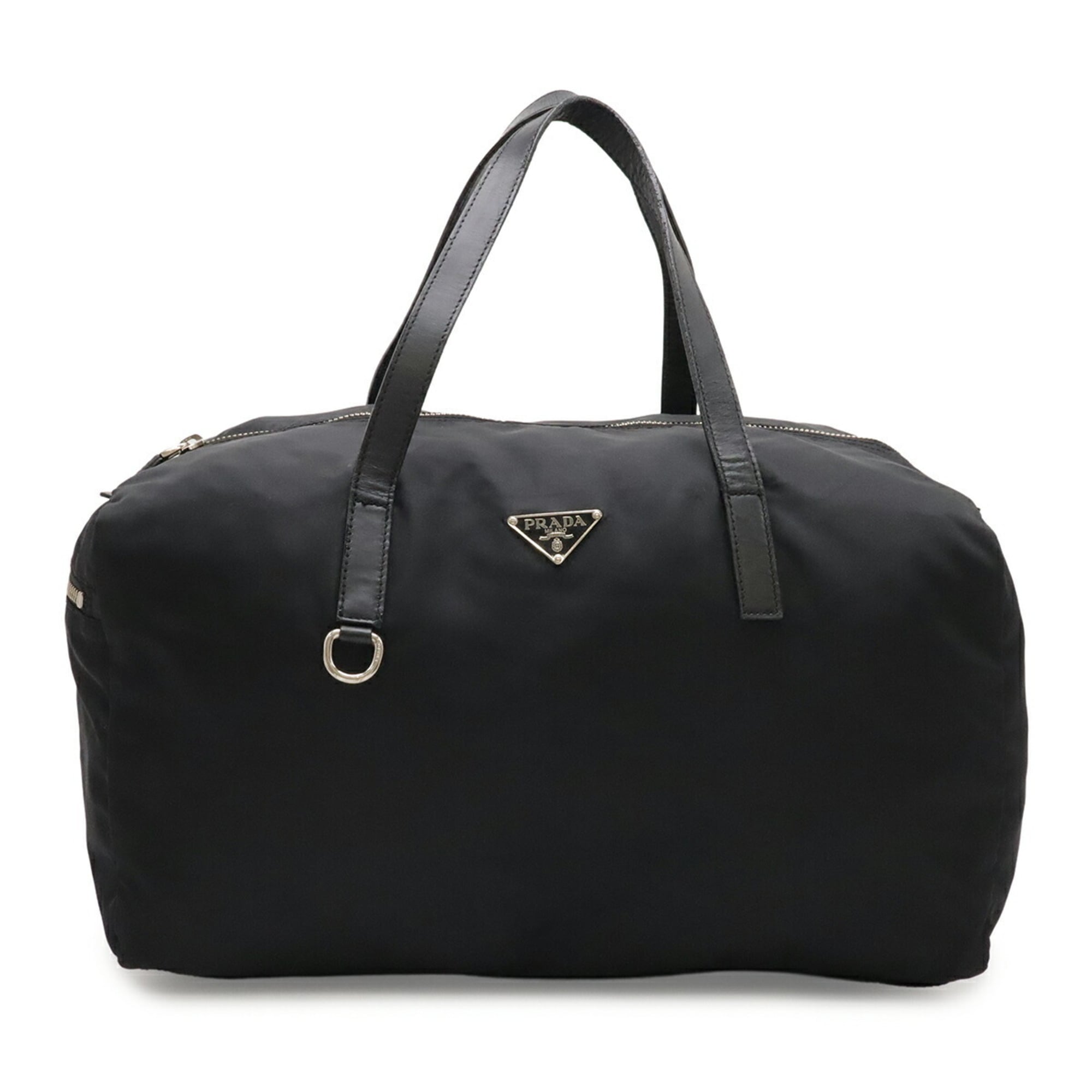 Prada Black Nero Nylon Leather Boston Bag (Pre-Owned)