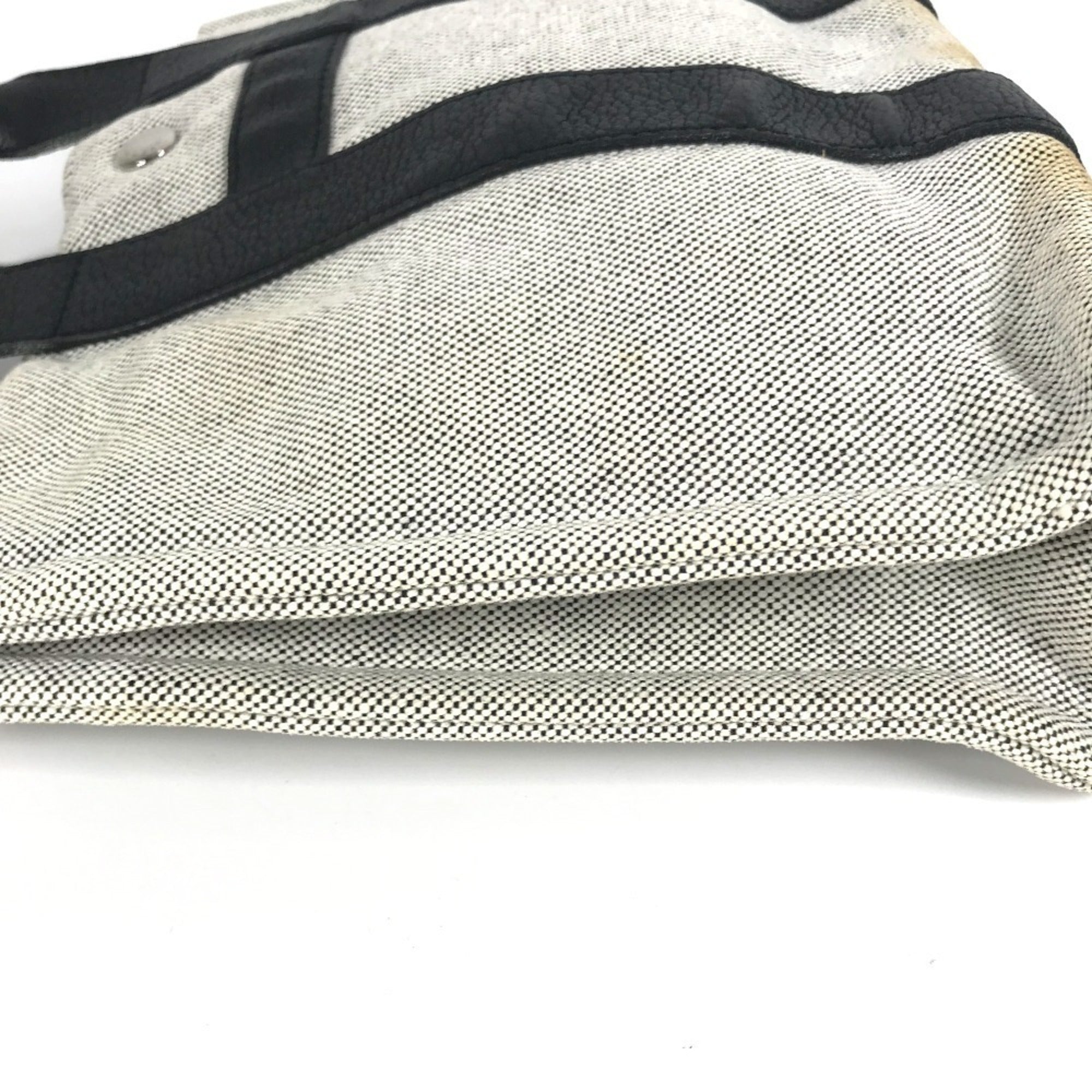 Hermes Black Gray Toile H Leather Handbag Tote Bag (Pre-Owned)