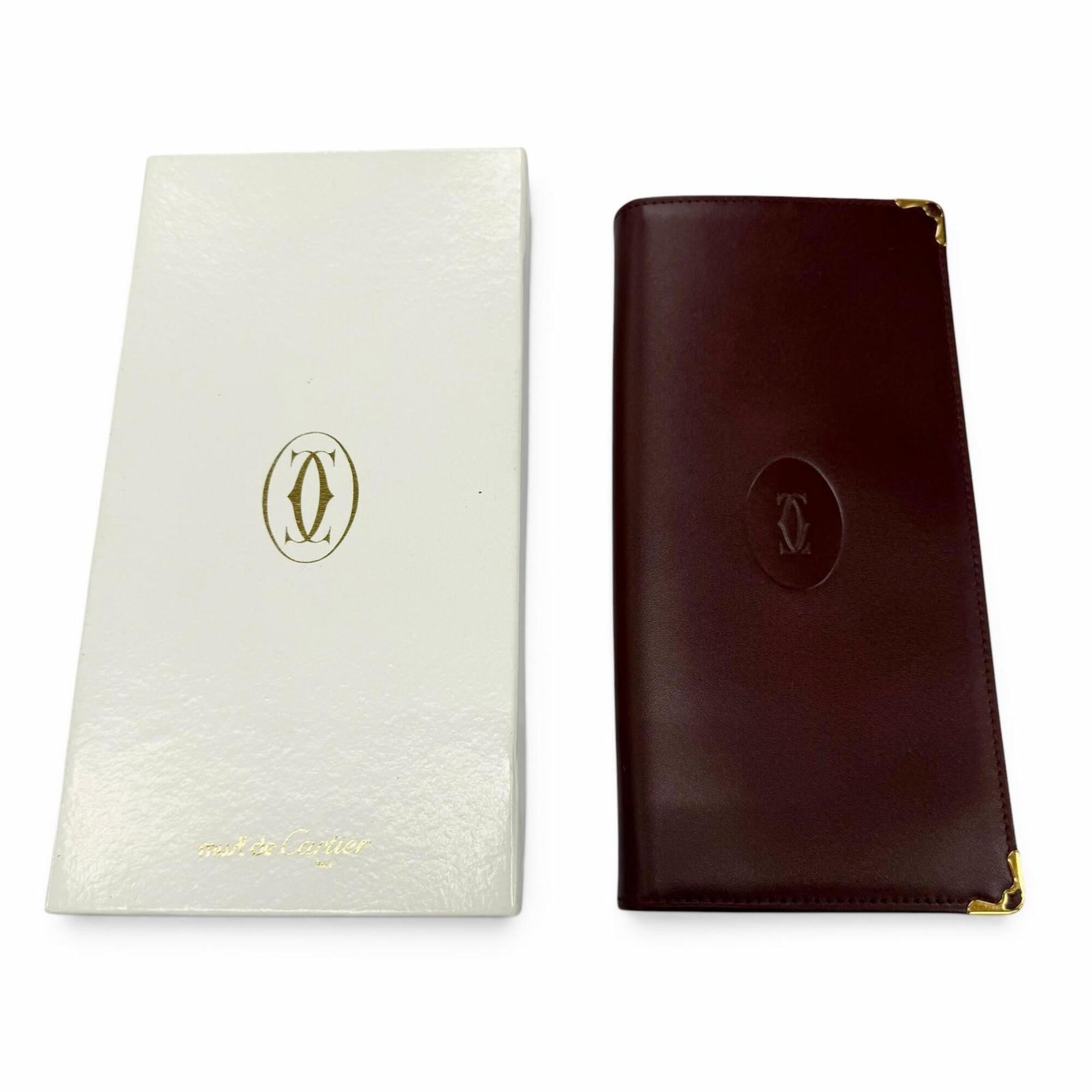 Cartier Bordeaux Leather Long Wallet (Bi-Fold) (Pre-Owned)