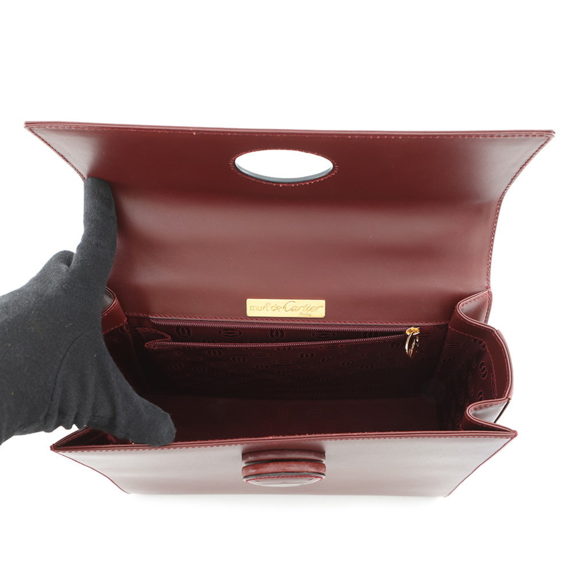 Cartier Bordeaux Leather Handbag (Pre-Owned)
