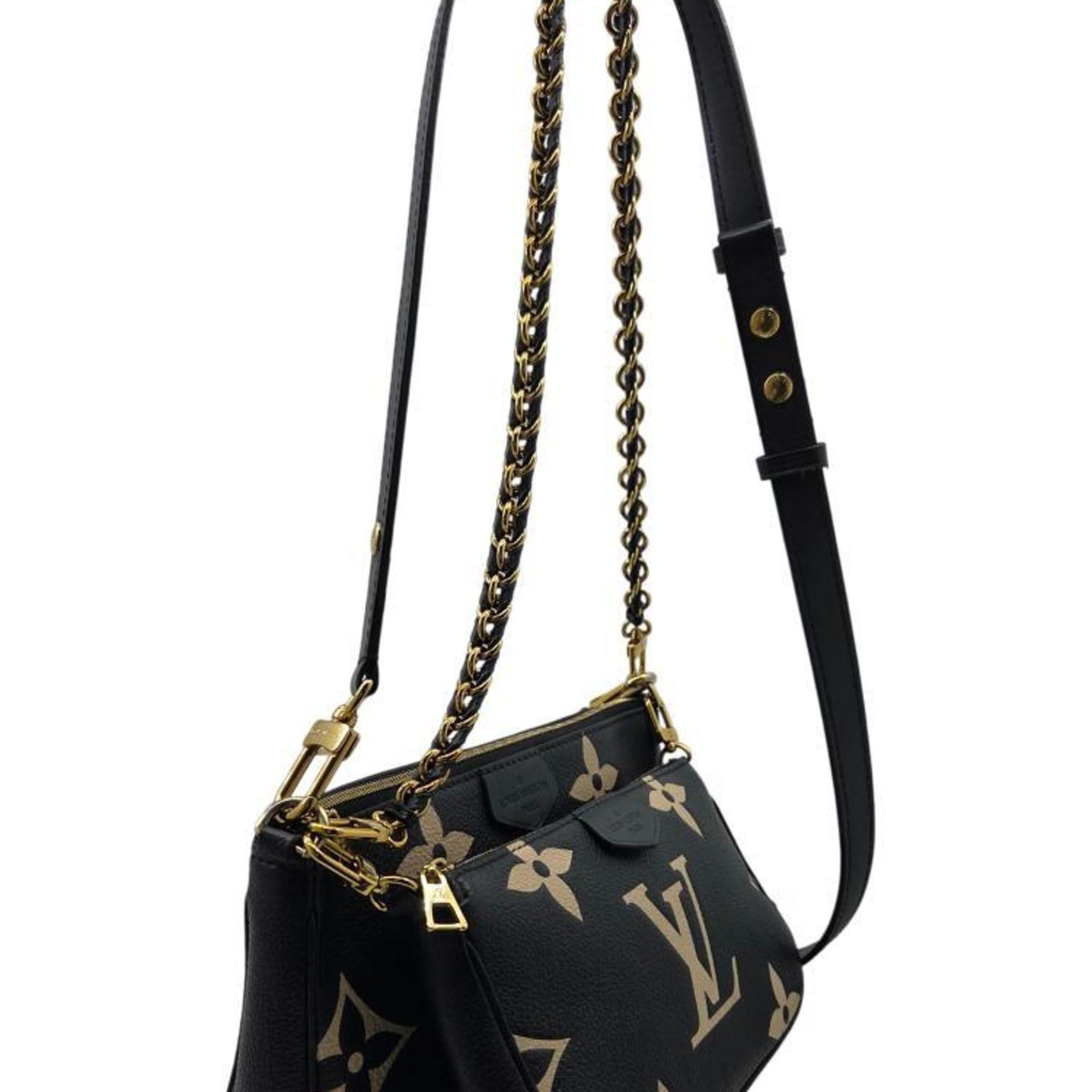 Louis Vuitton Beige Black Monogram Empreinte Pochette Shoulder Bag (Pre-Owned)