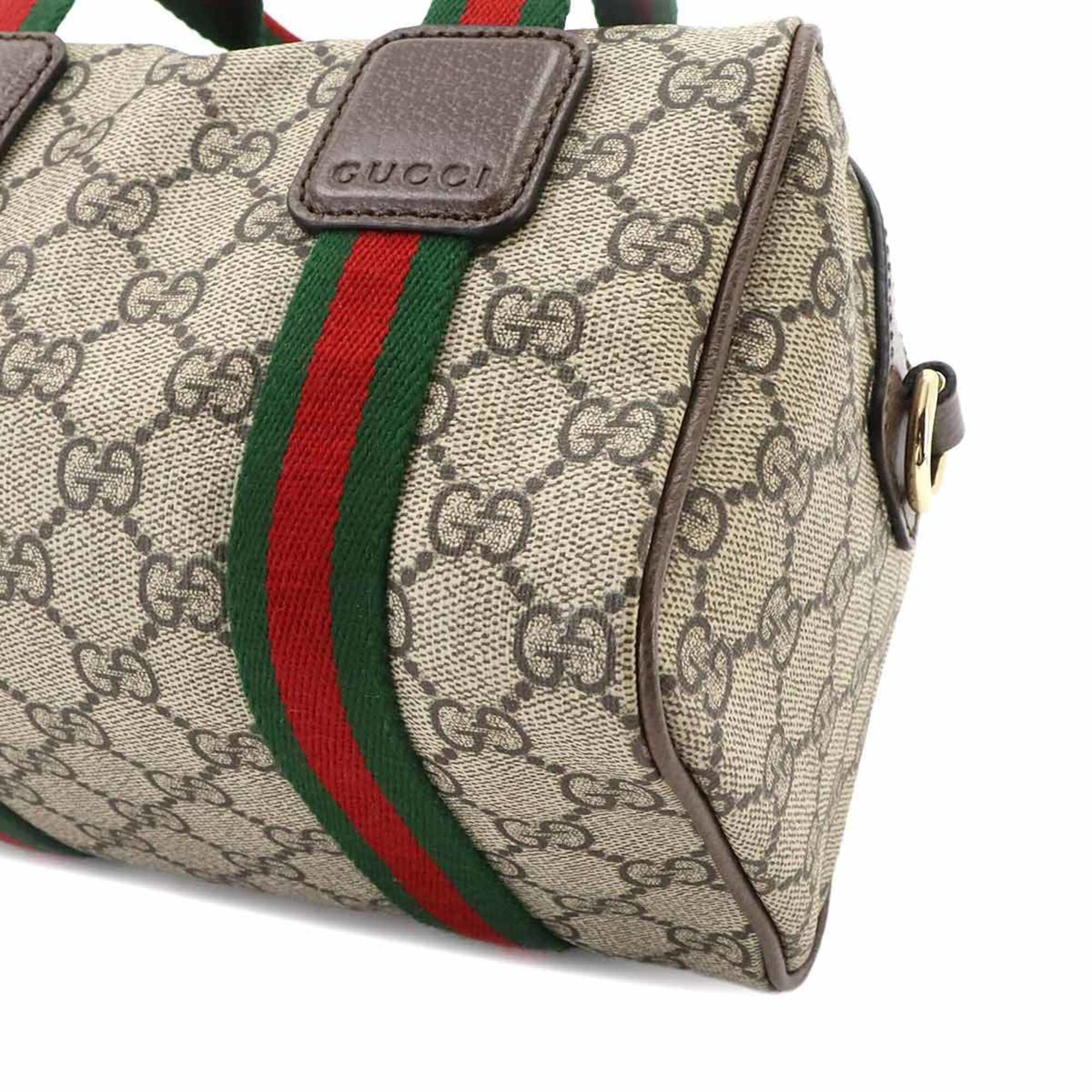 Gucci Beige Brown Gg Supreme Leather Handbag (Pre-Owned)