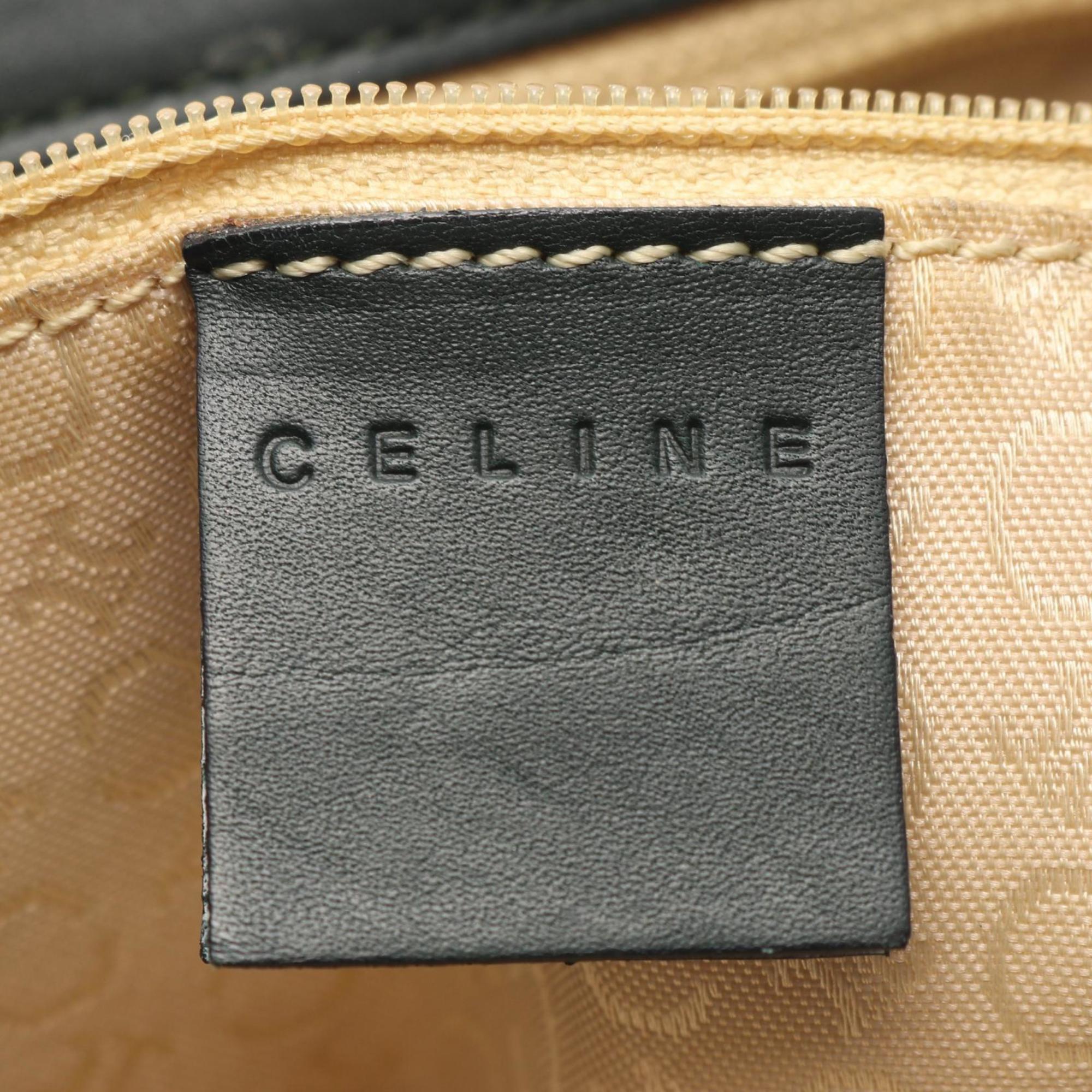 Celine Green Canvas Leather Shoulder Bag (Pre-Owned)