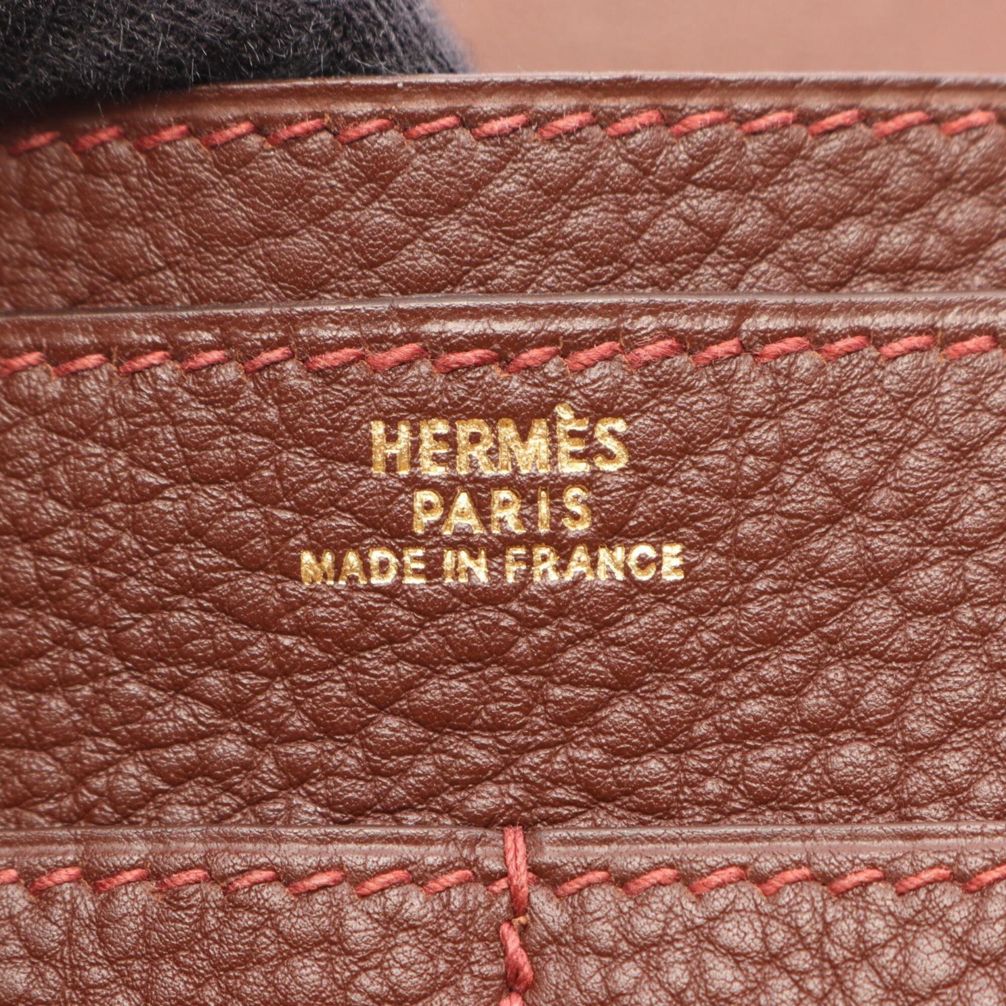 Hermes Brown Taurillon Clemence Leather Long Wallet (Bi-Fold) (Pre-Owned)