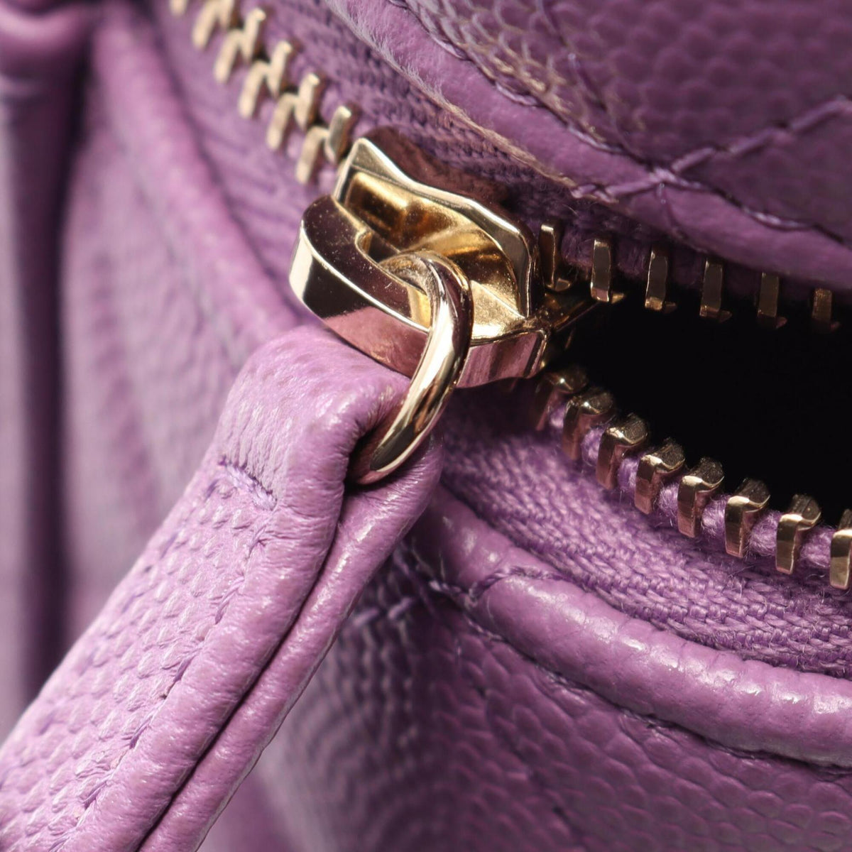 Chanel Purple Grained Calfskin Handbag Vanity Bag (Pre-Owned)