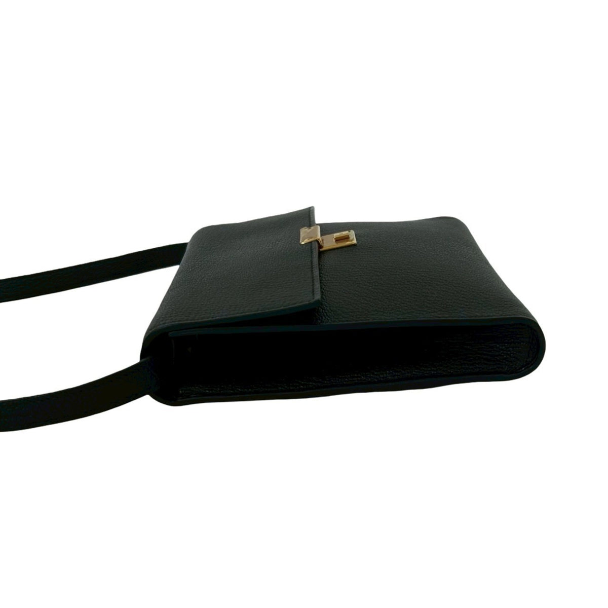 Hermes Black Chevre Leather Pochette Shoulder Bag (Pre-Owned)