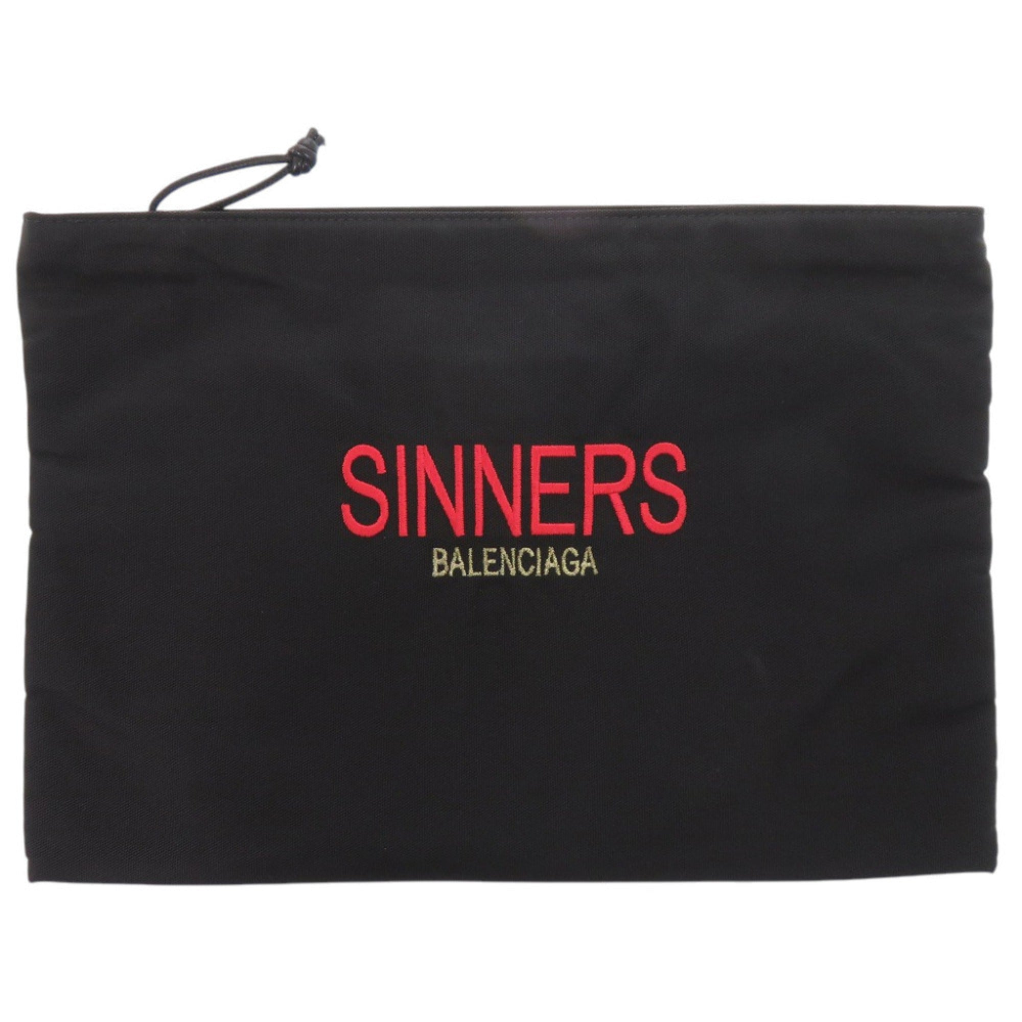 Balenciaga Black Nylon Clutch Bag Handbag Pouch (Pre-Owned)