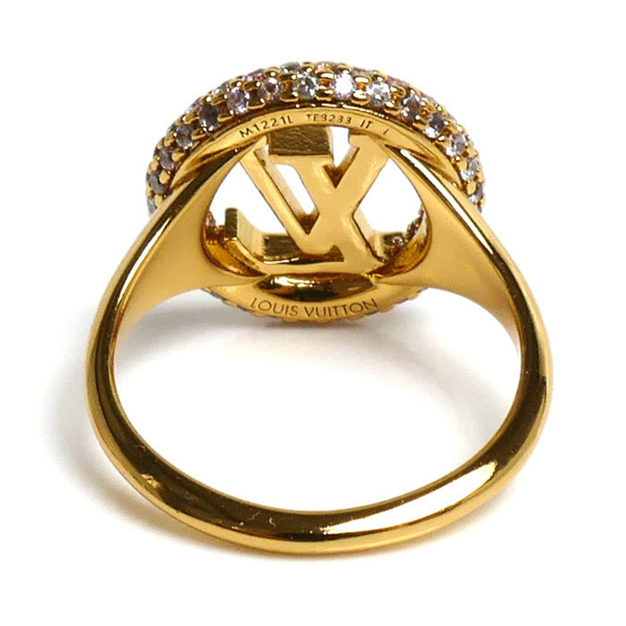 Louis Vuitton Gold Gold Plating Rhinestone Band Ring (Pre-Owned)