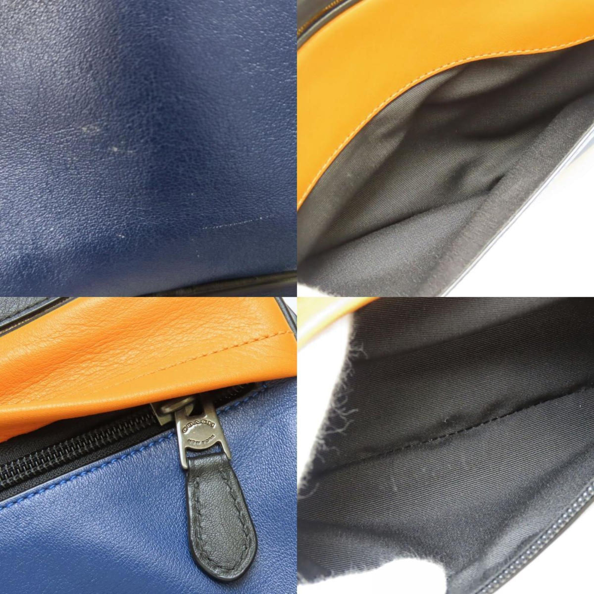 Coach Multi-Color Navy Leather Pvc Shoulder Bag (Pre-Owned)