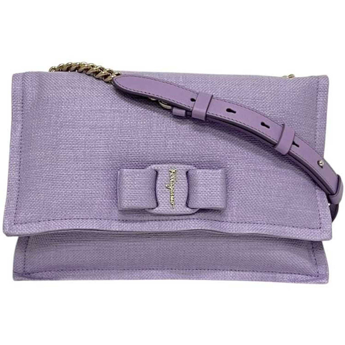 Salvatore Ferragamo Purple Coated Canvas Shoulder Bag (Pre-Owned)