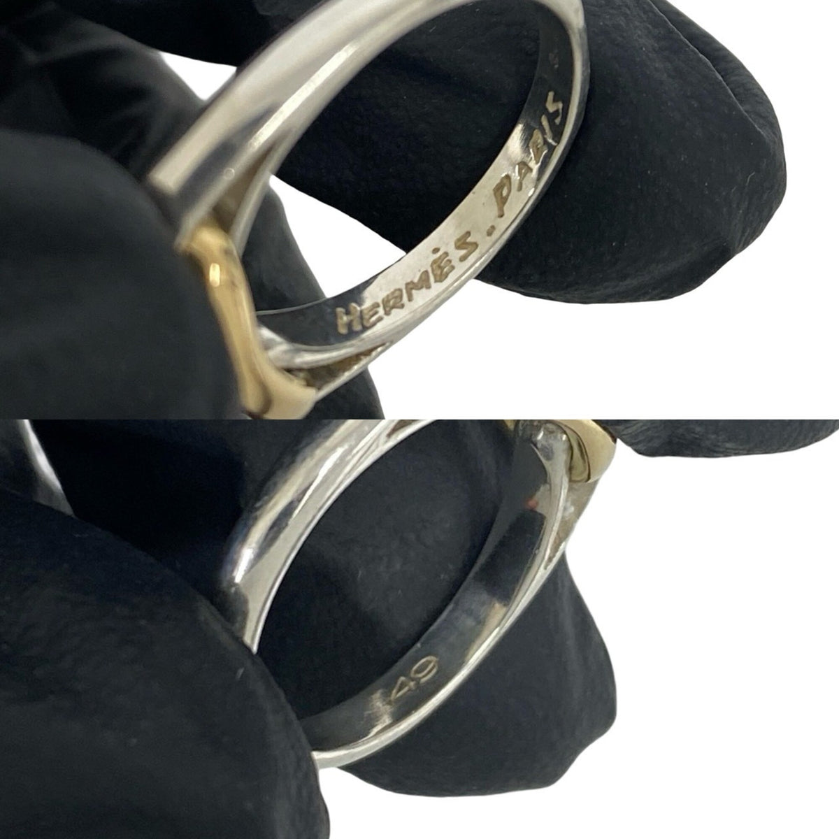 Hermes Gold Silver Yellow Gold (18K) Silver 925 Band Ring (Pre-Owned)