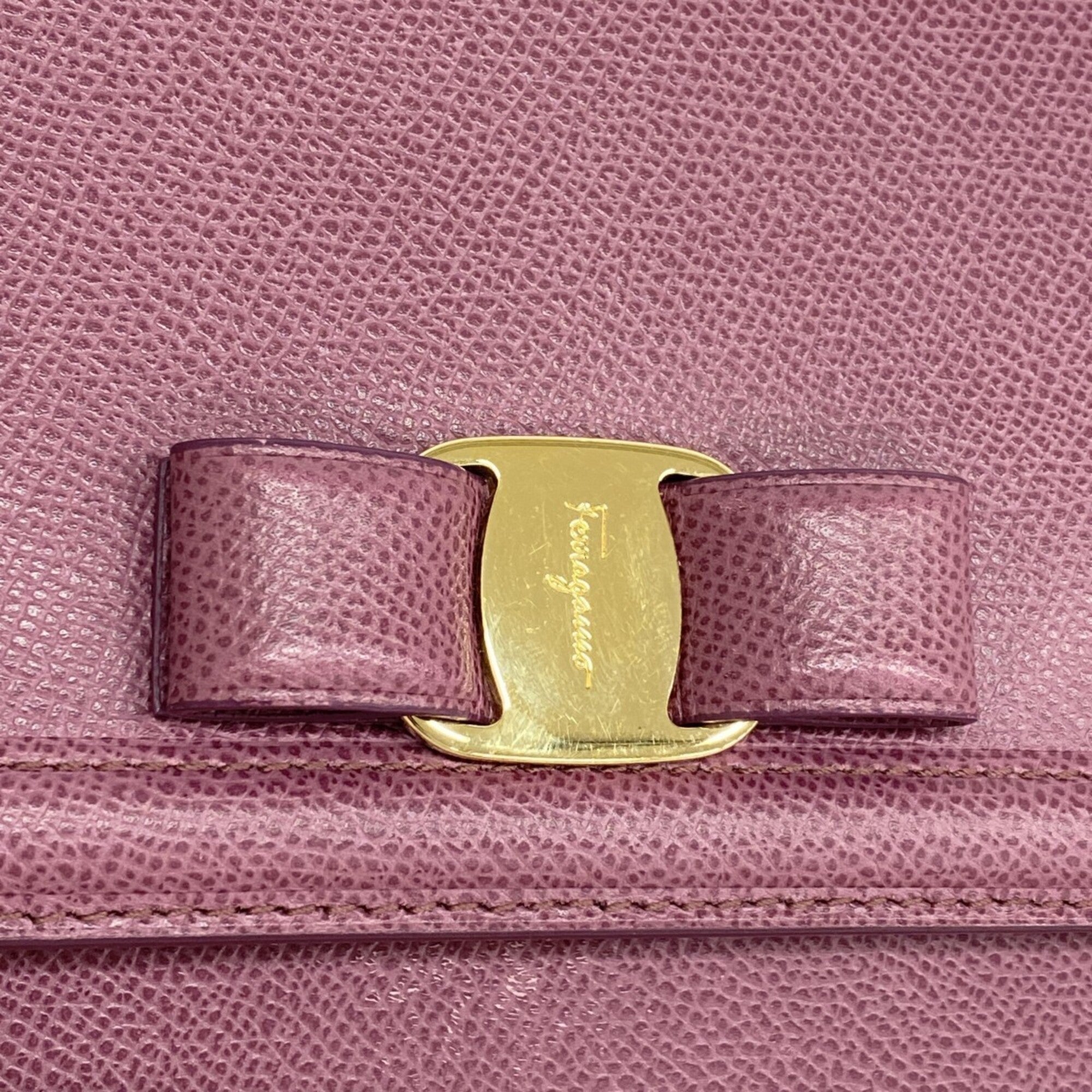 Salvatore Ferragamo Purple Leather Shoulder Bag (Pre-Owned)
