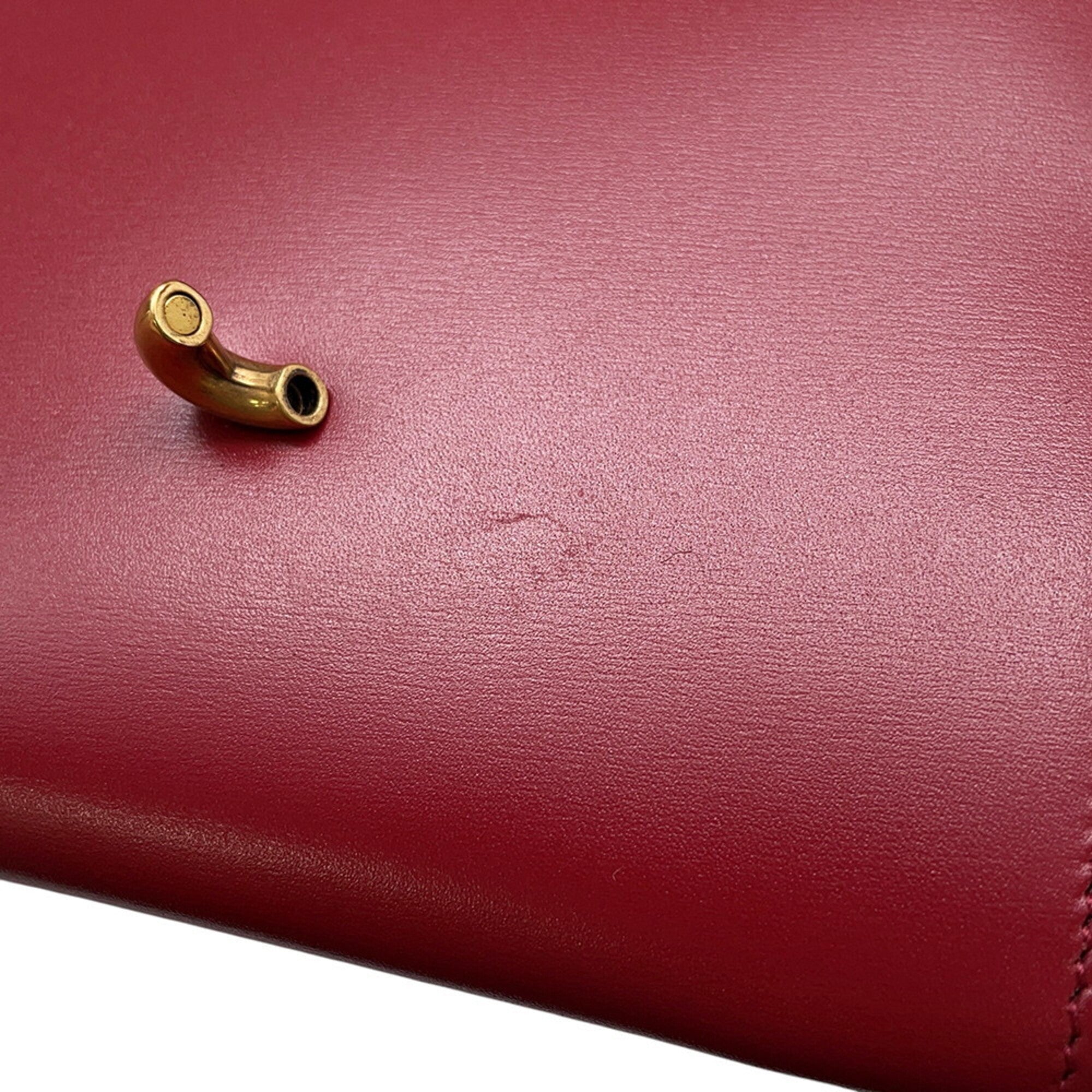 Yves Saint Laurent Red Color Leather Chain/Shoulder Wallet (Pre-Owned)