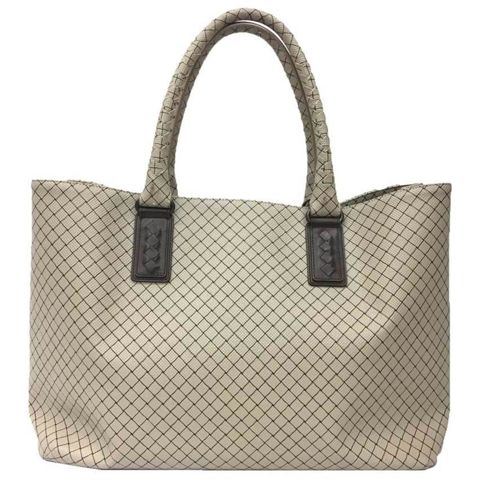 Bottega Veneta Brown Light Gray Pvc Leather Tote Bag (Pre-Owned)