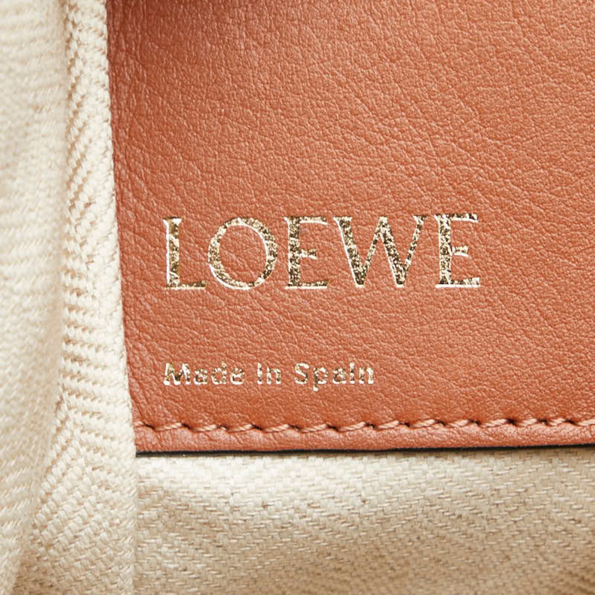 Loewe Beige Brown Canvas Leather Handbag Shoulder Bag (Pre-Owned)