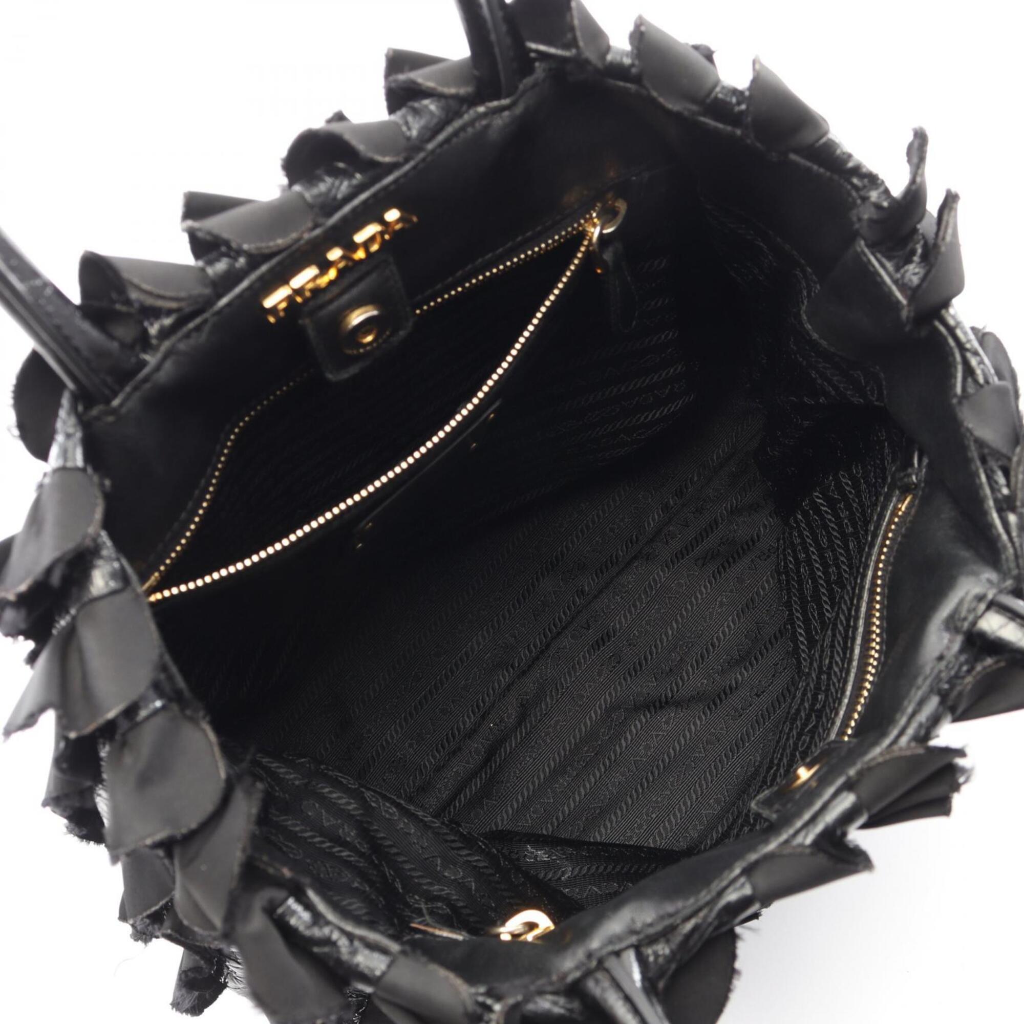 Prada Black Nylon Patent Leather Handbag (Pre-Owned)
