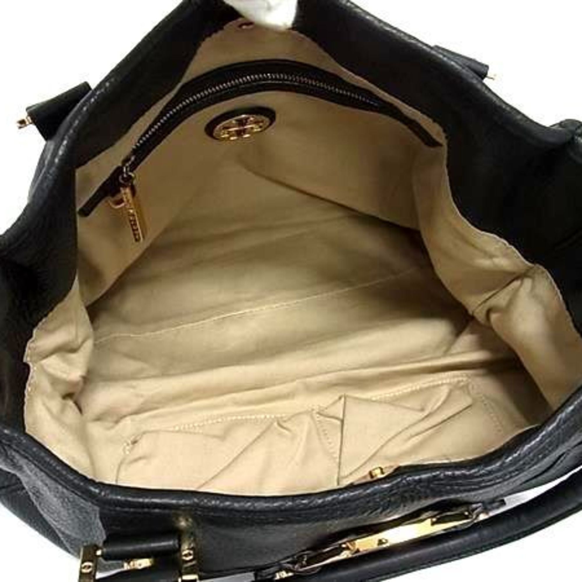 Tory Burch Black Leather Handbag Shoulder Bag Tote Bag (Pre-Owned)