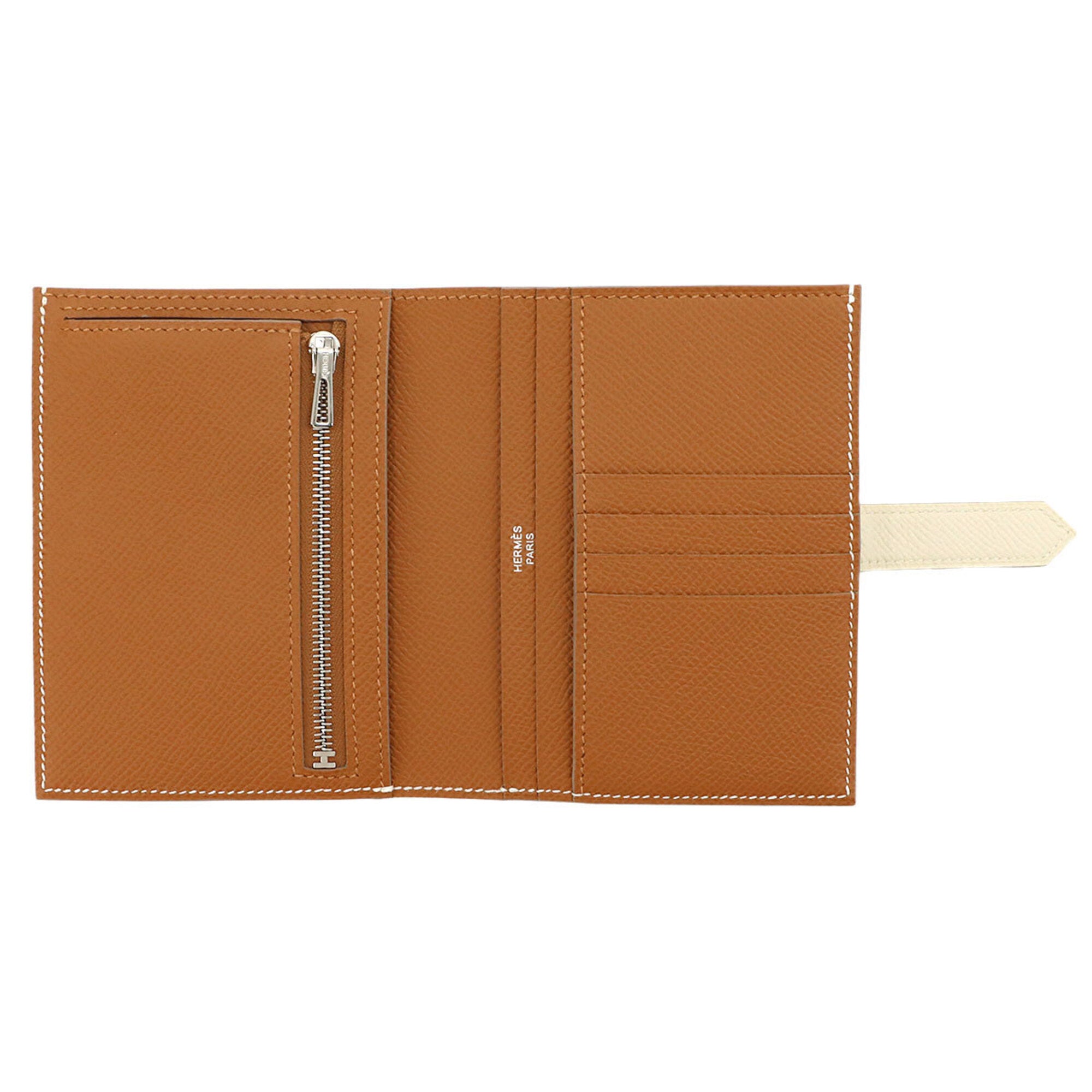 Hermes Brown White Epsom Leather Wallet (Bi-Fold) (Pre-Owned)