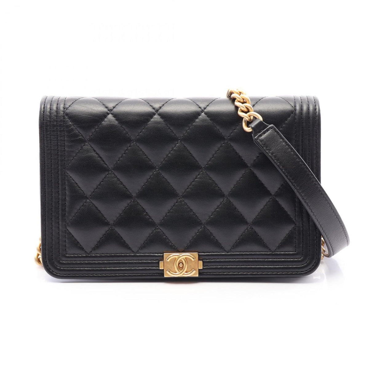 Chanel Black Leather Handbag Shoulder Bag (Pre-Owned)