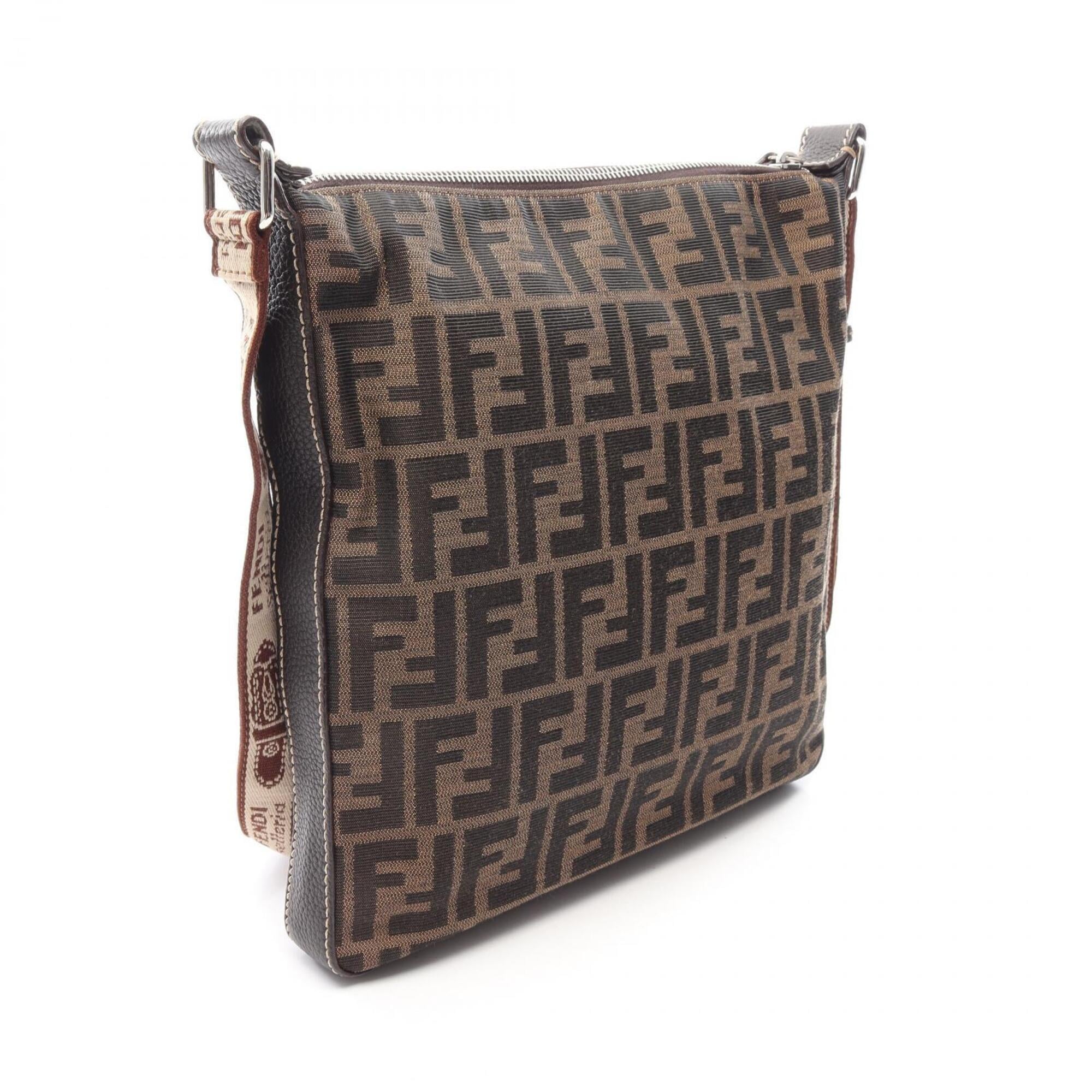 Fendi Brown Canvas Leather Handbag Shoulder Bag (Pre-Owned)