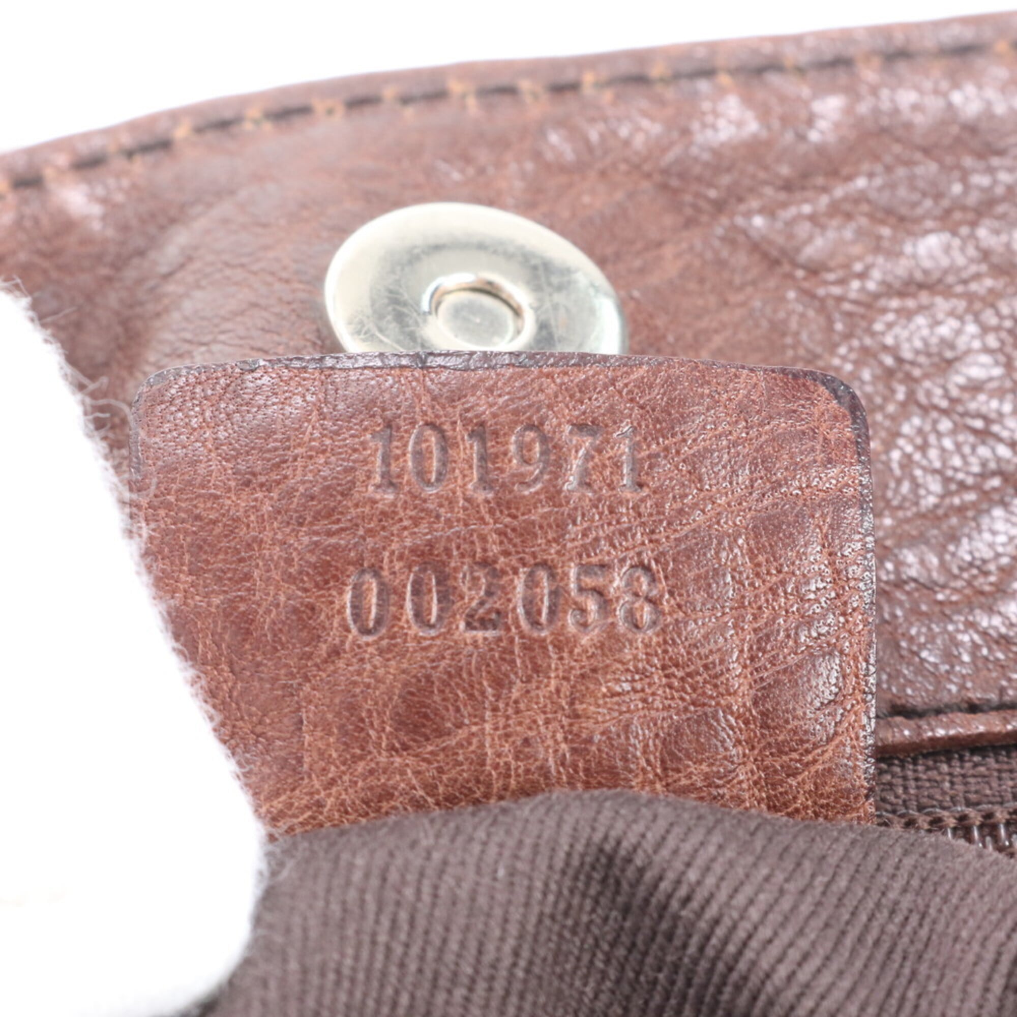 Gucci Brown Leather Canvas Handbag Tote Bag (Pre-Owned)