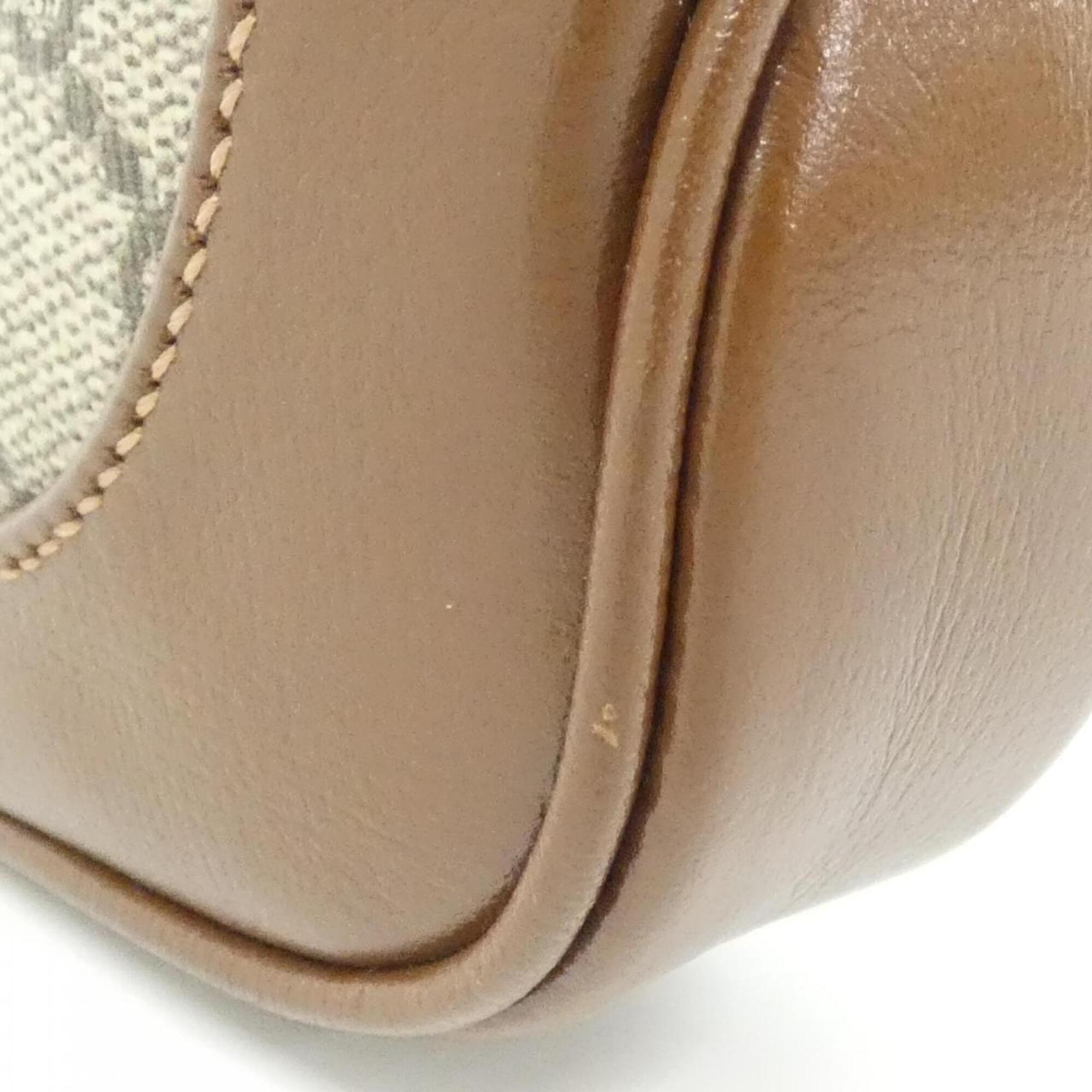 Gucci Beige Brown Gg Supreme Canvas Leather Handbag (Pre-Owned)