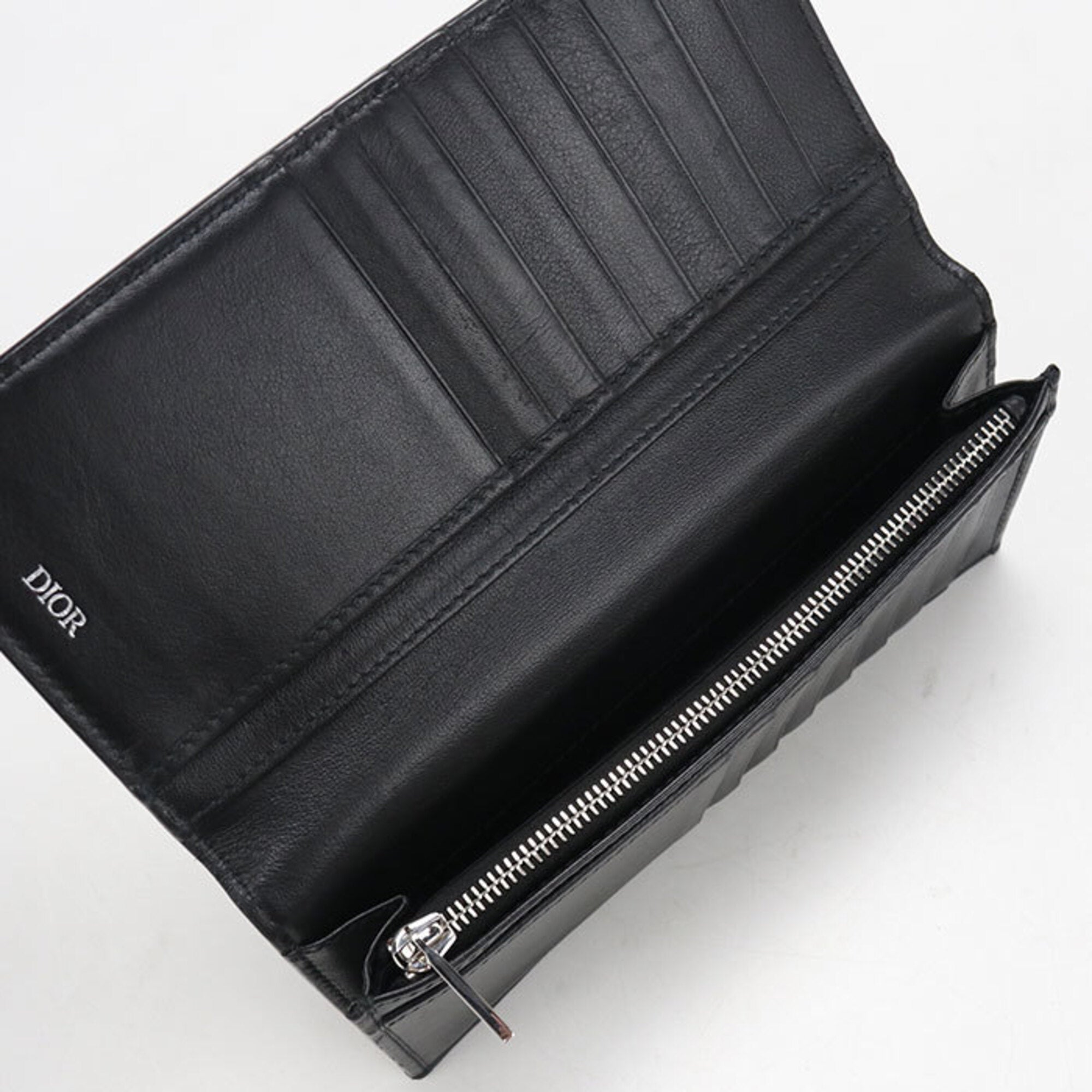 Christian Dior Black Leather Long Wallet (Bi-Fold) (Pre-Owned)