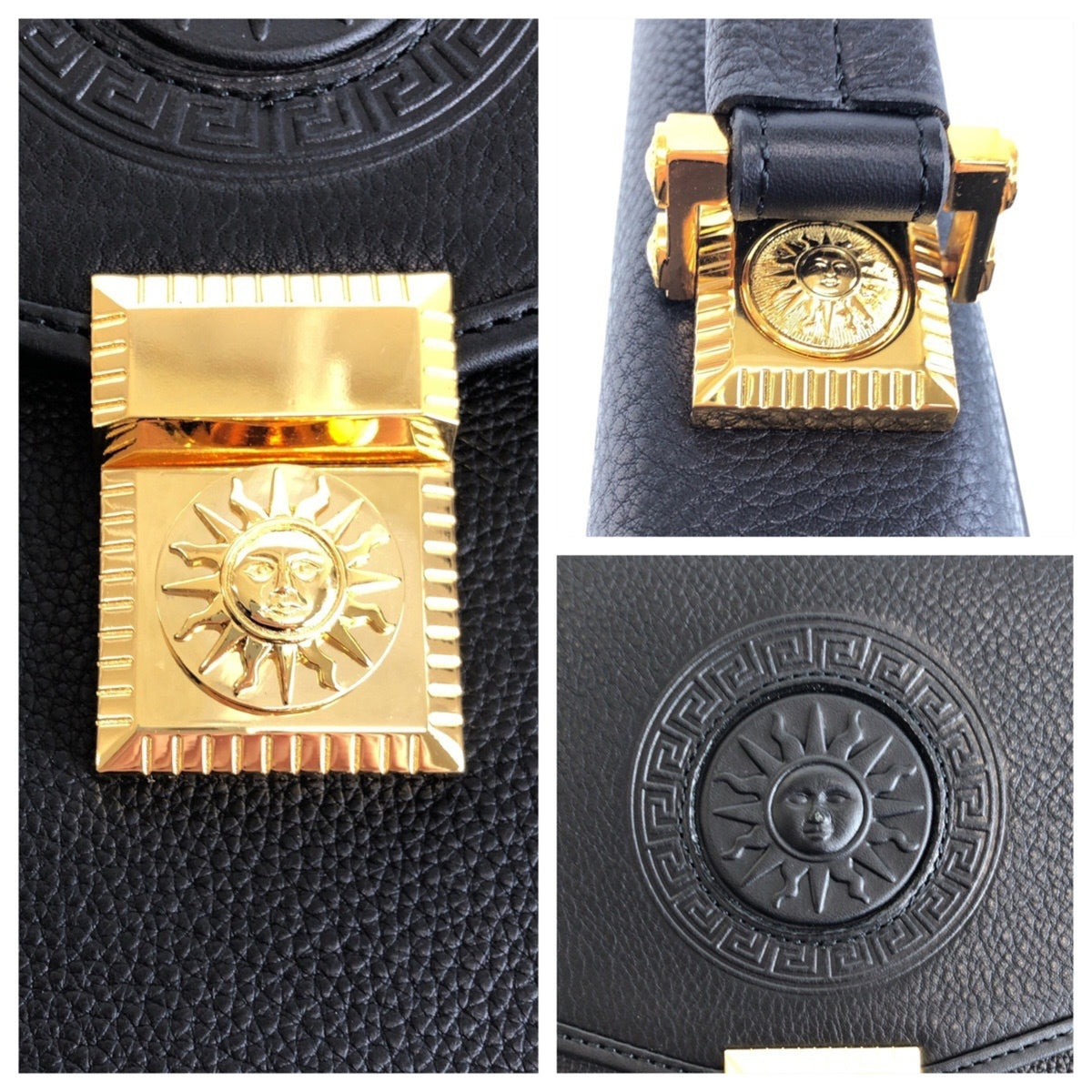 Versace Black Leather Clutch Bag (Pre-Owned)