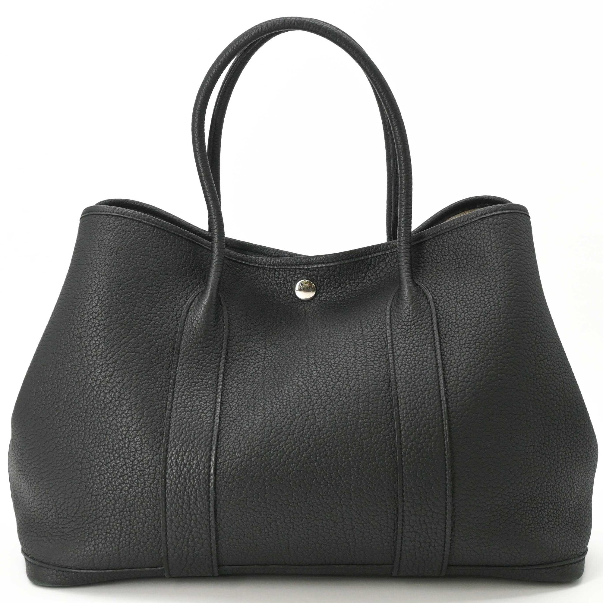 Hermes Garden Black Negonda Leather Handbag Tote Bag (Pre-Owned)