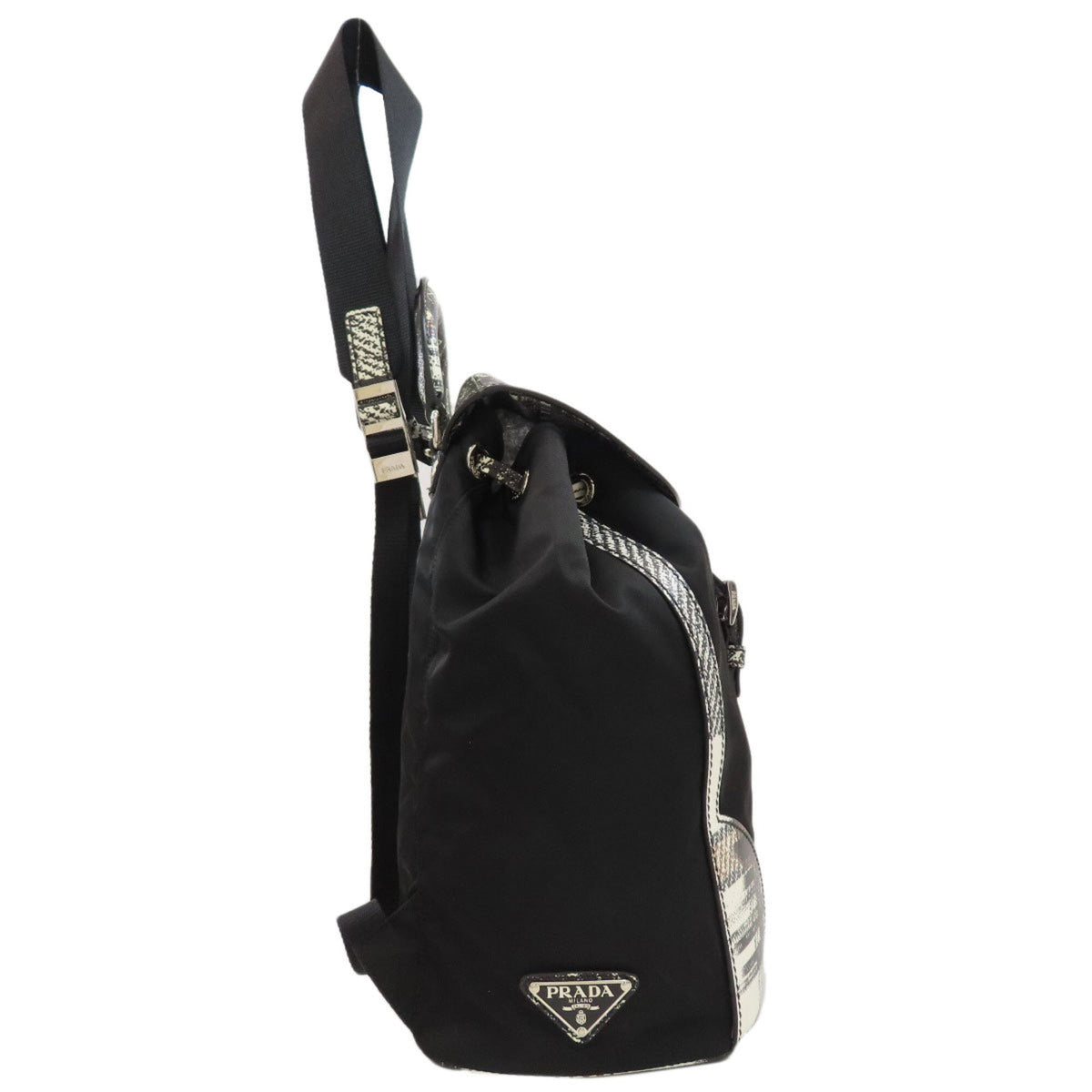 Prada Black White Nylon Backpack (Pre-Owned)