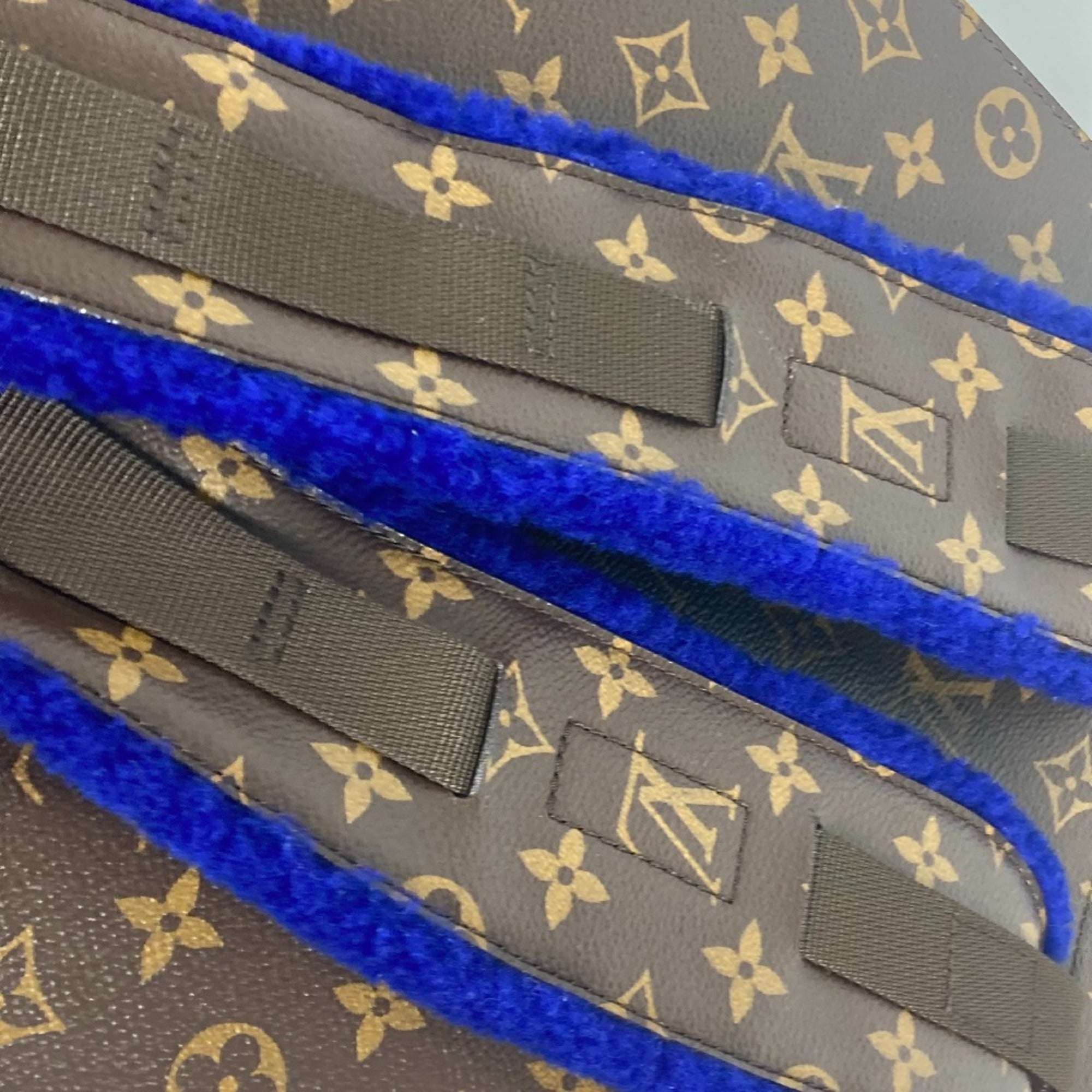 Louis Vuitton Blue Brown Monogram Canvas Leather Backpack (Pre-Owned)