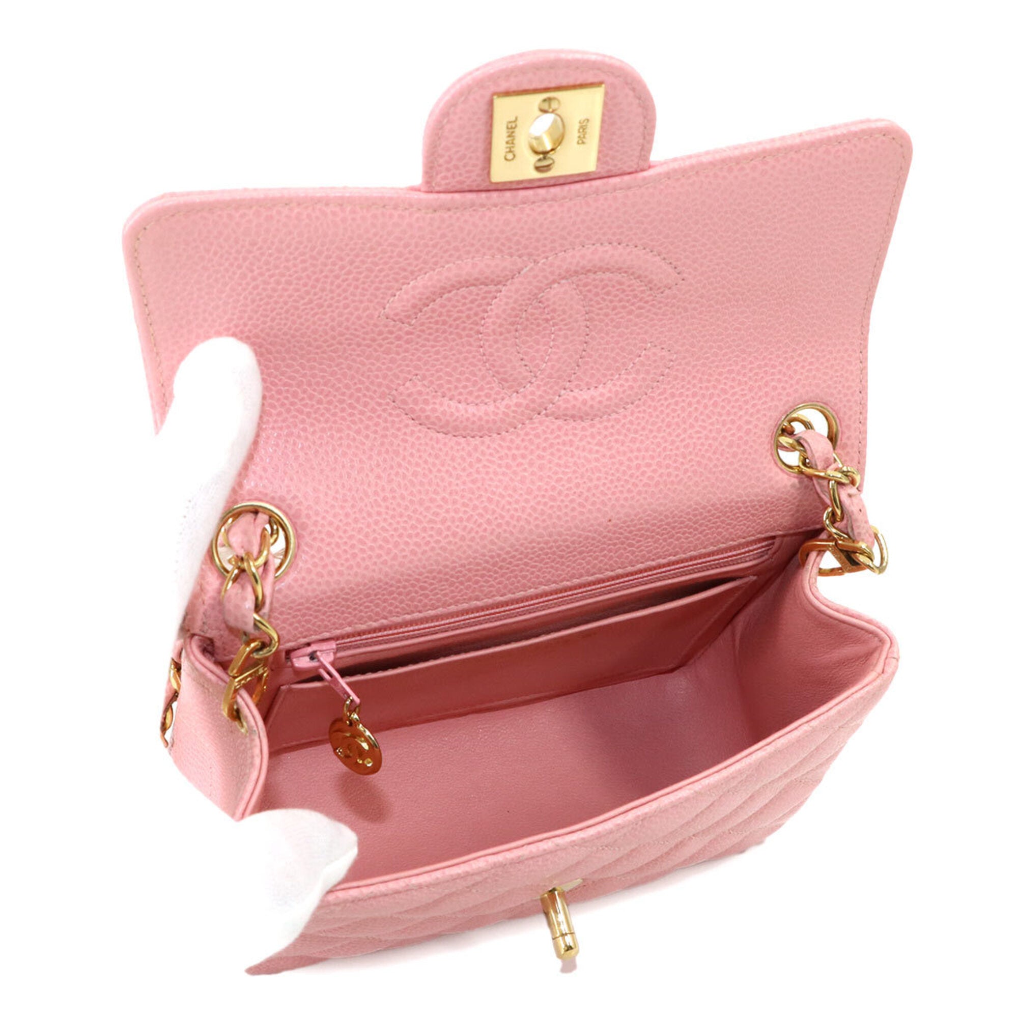 Chanel Pink Grained Calfskin Handbag Shoulder Bag (Pre-Owned)