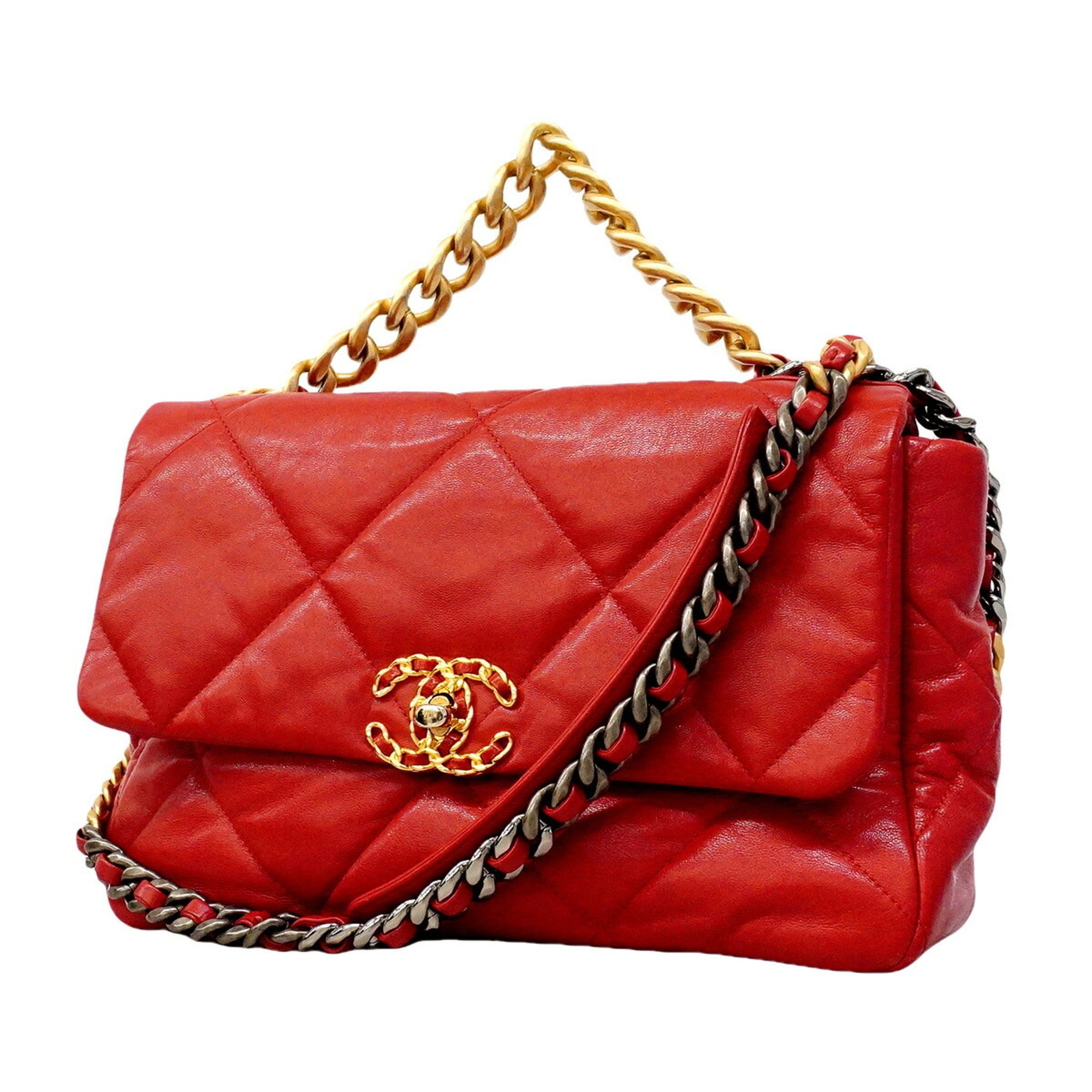 Chanel Red Color Leather Handbag (Pre-Owned)