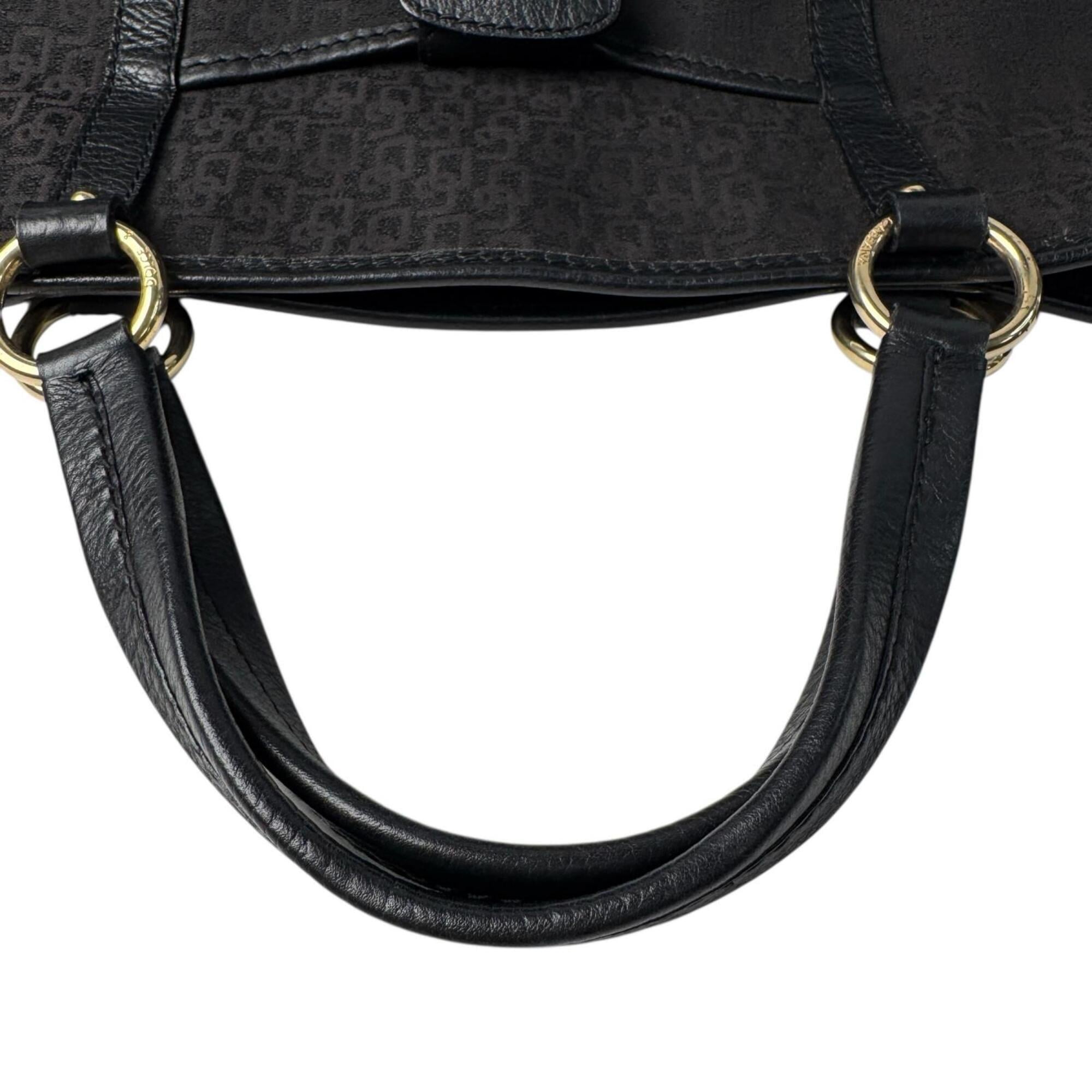 Dolce & Gabbana Dark Brown Canvas Leather Handbag Tote Bag (Pre-Owned)