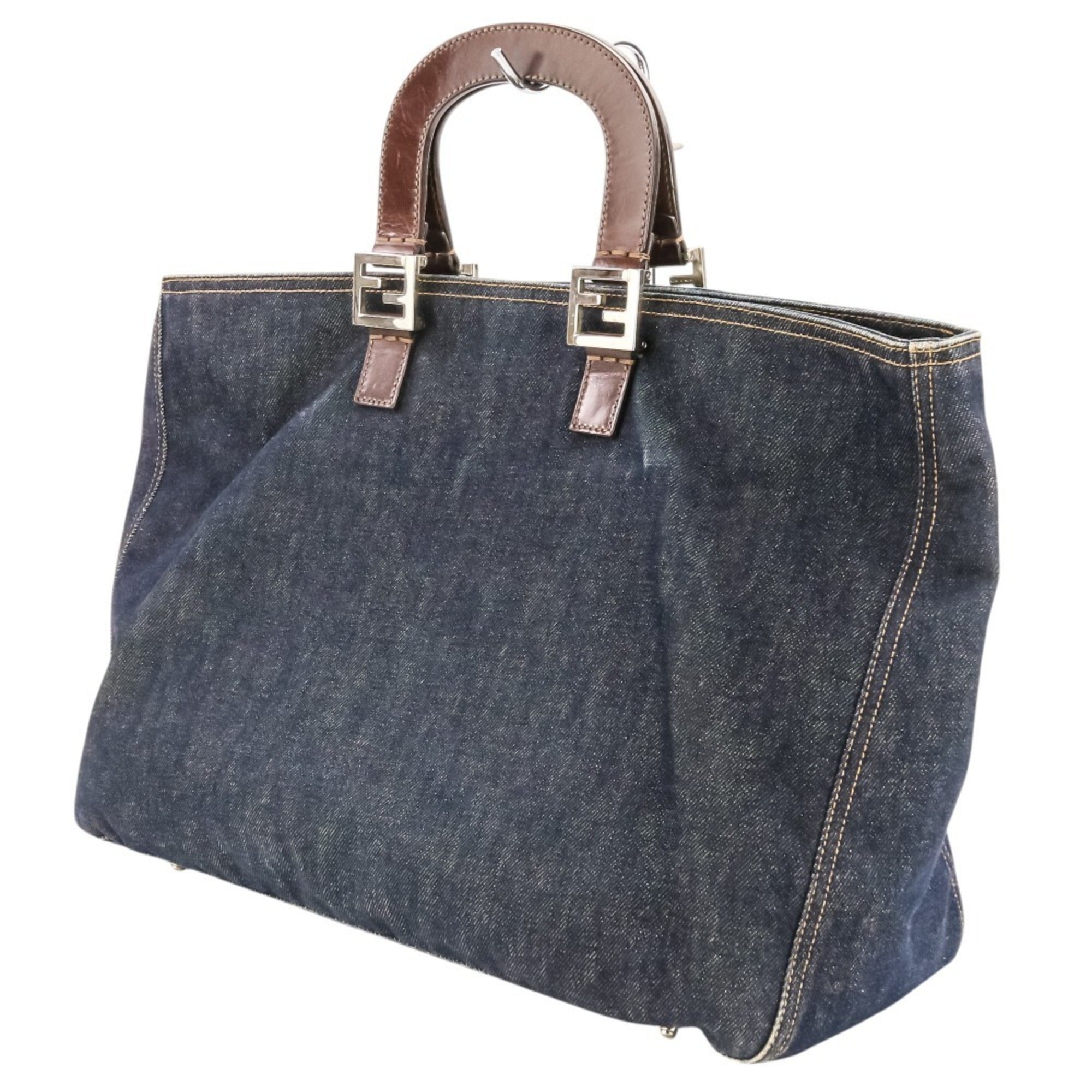 Fendi Navy Denim Leather Handbag (Pre-Owned)