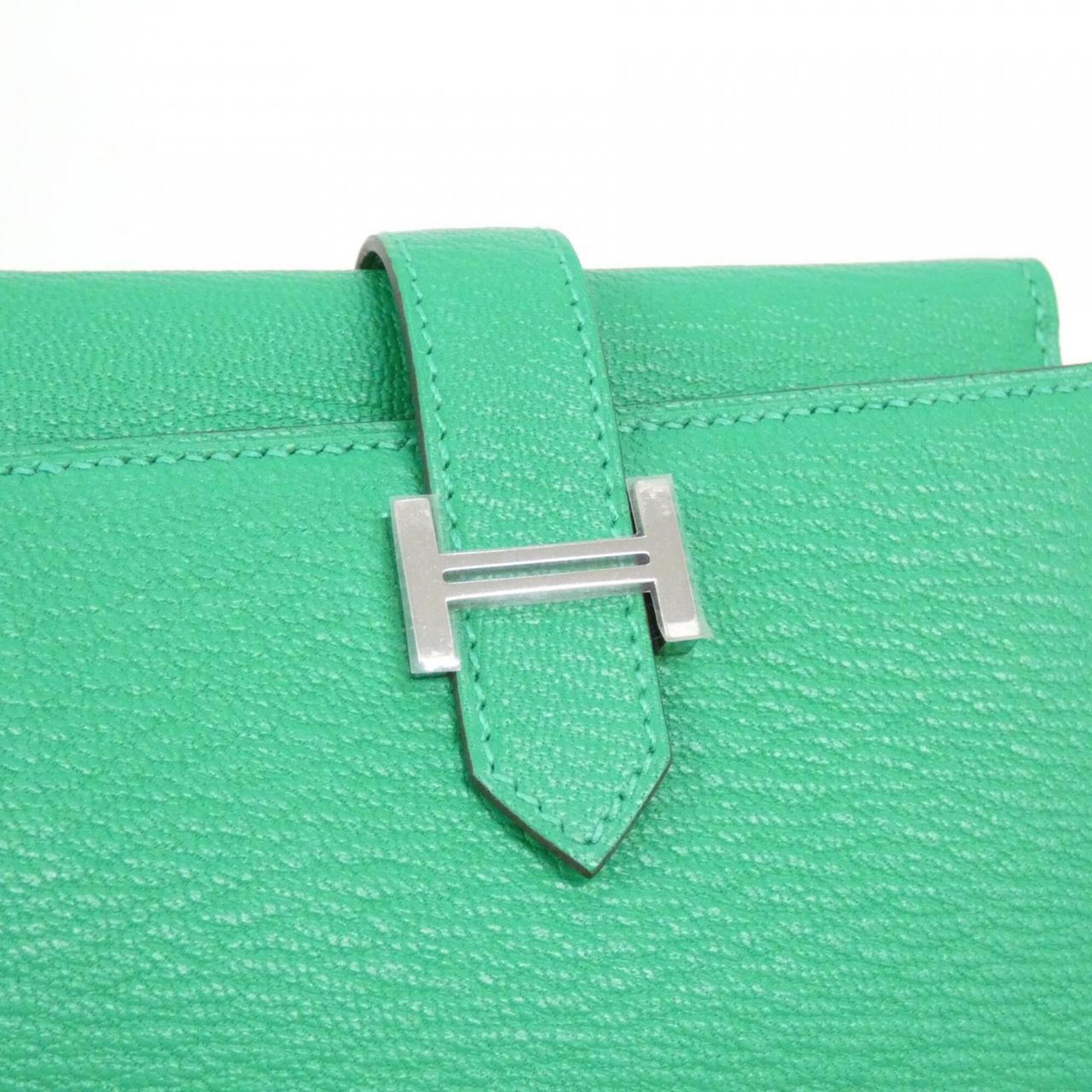 Hermes Green Mint Green Chevre Leather Wallet (Tri-Fold) (Pre-Owned)