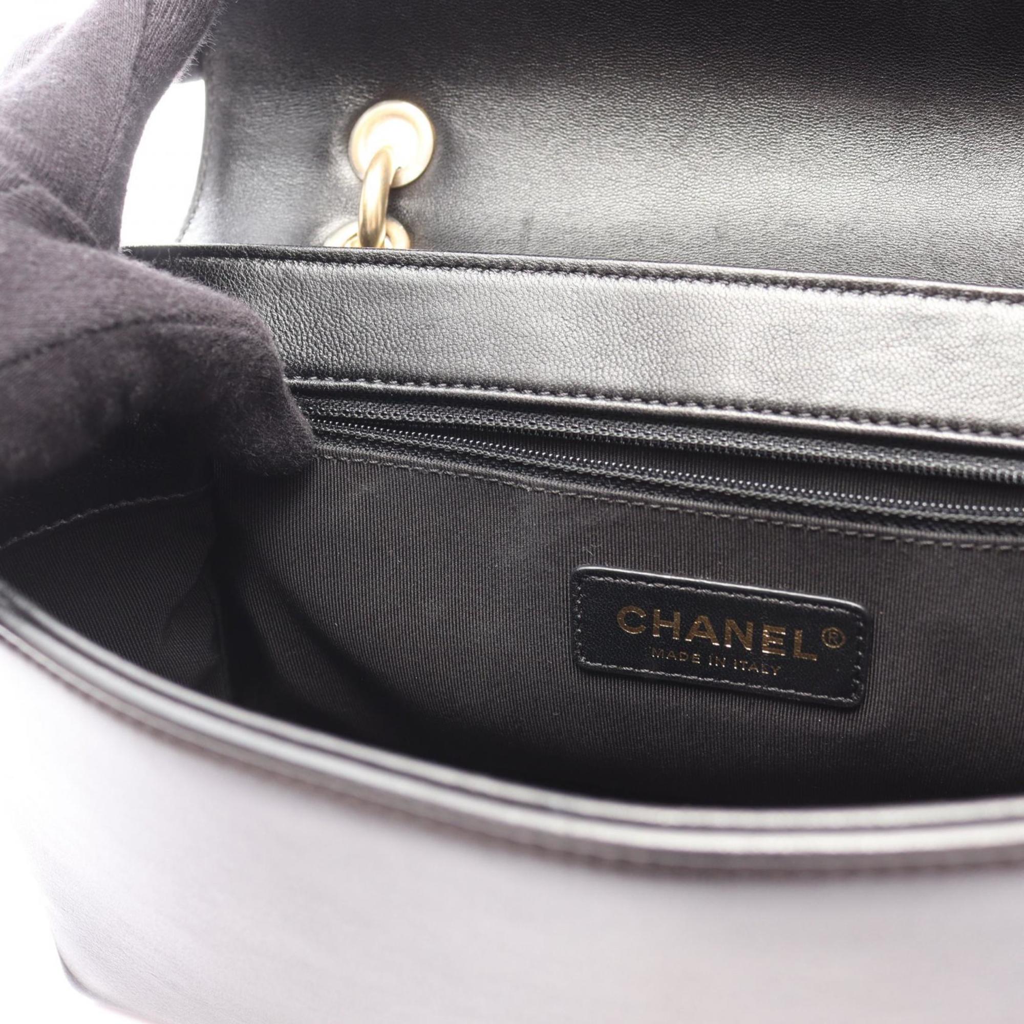 Chanel Black Leather Handbag Shoulder Bag (Pre-Owned)