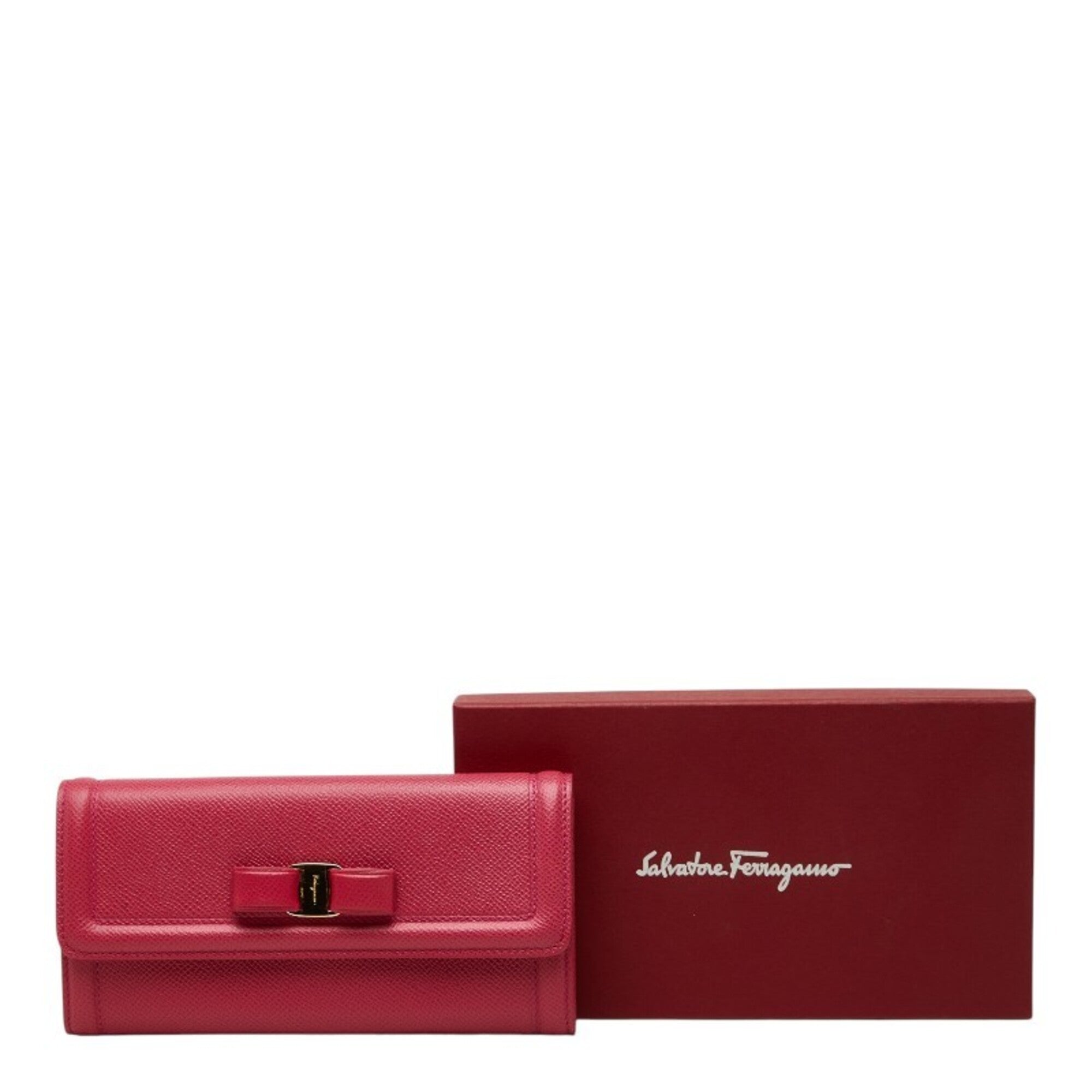 Salvatore Ferragamo Pink Leather Long Wallet (Bi-Fold) (Pre-Owned)