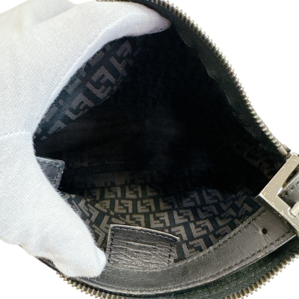 Fendi Black Brown Zucchino Handbag Pouch (Pre-Owned)